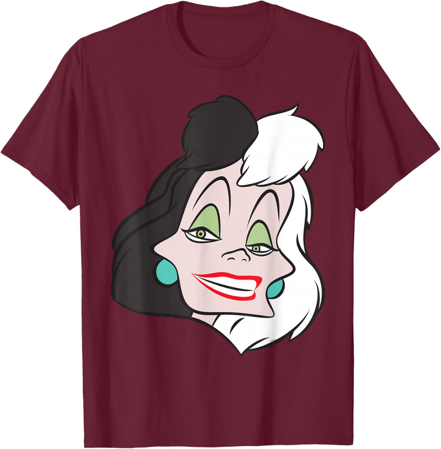 Fashionable Cruella De Vil Big Face T-Shirt for Disney Villains Fans - 7