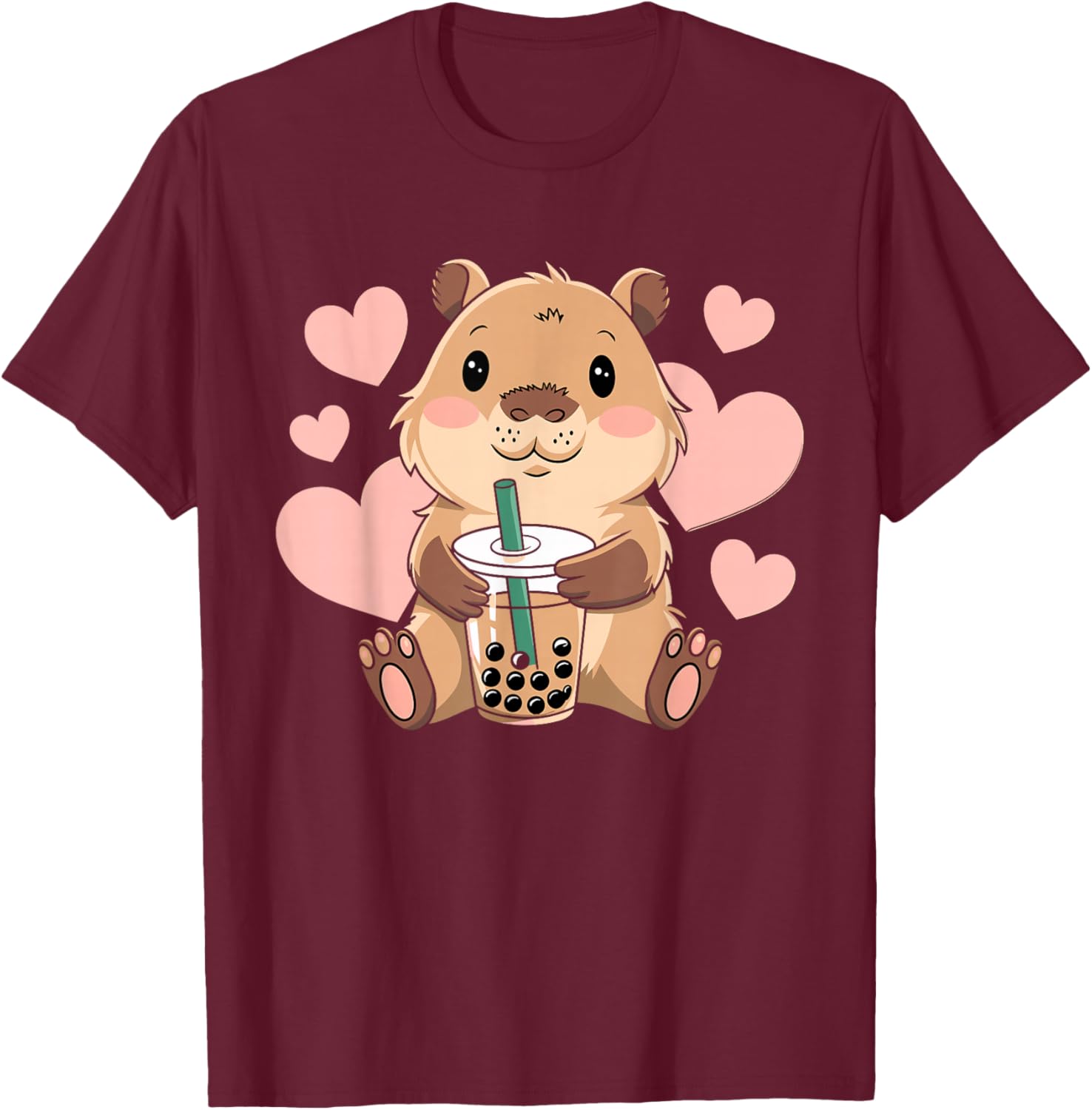 Cute Capybara Boba Tea T-Shirt for Women, Teens, and Kids - 17