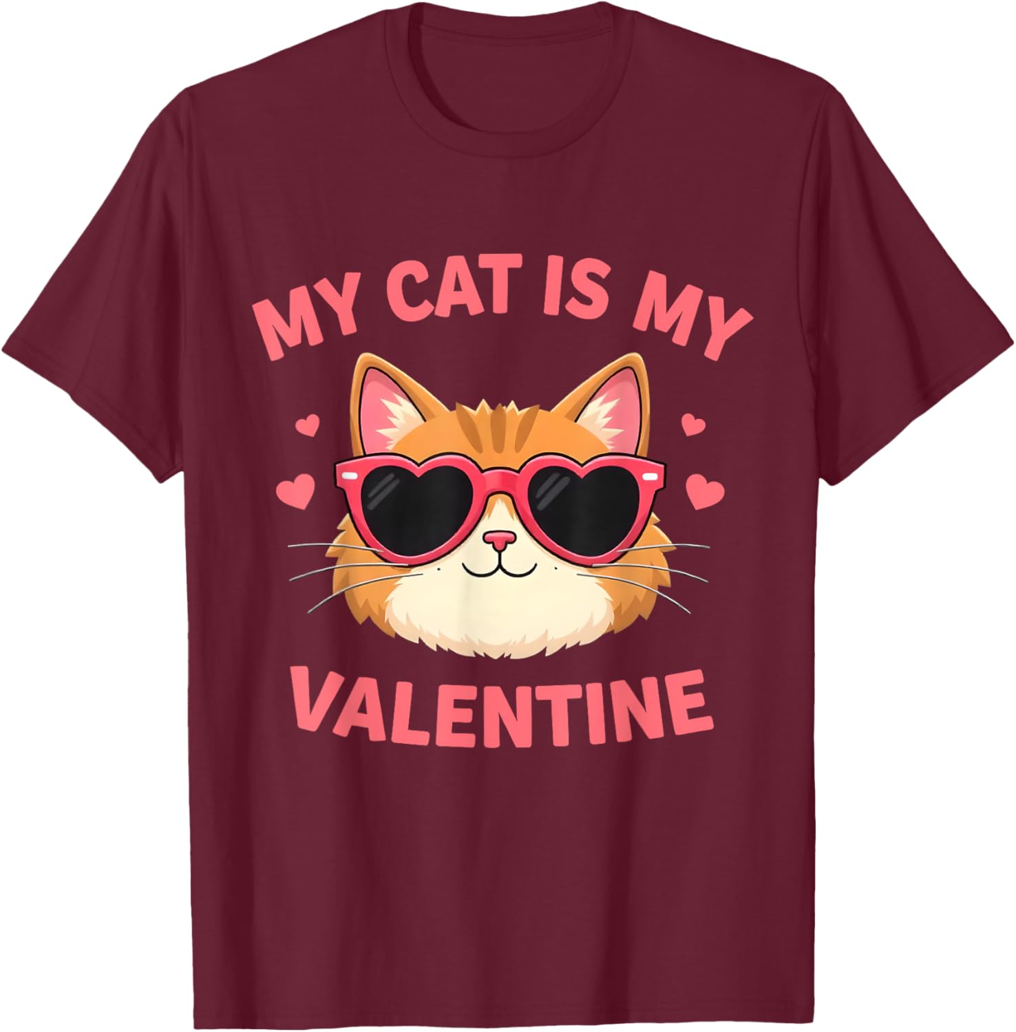 Cute Cat Lover Valentine's Day T-Shirt with Hearts for Cat Owners - 14