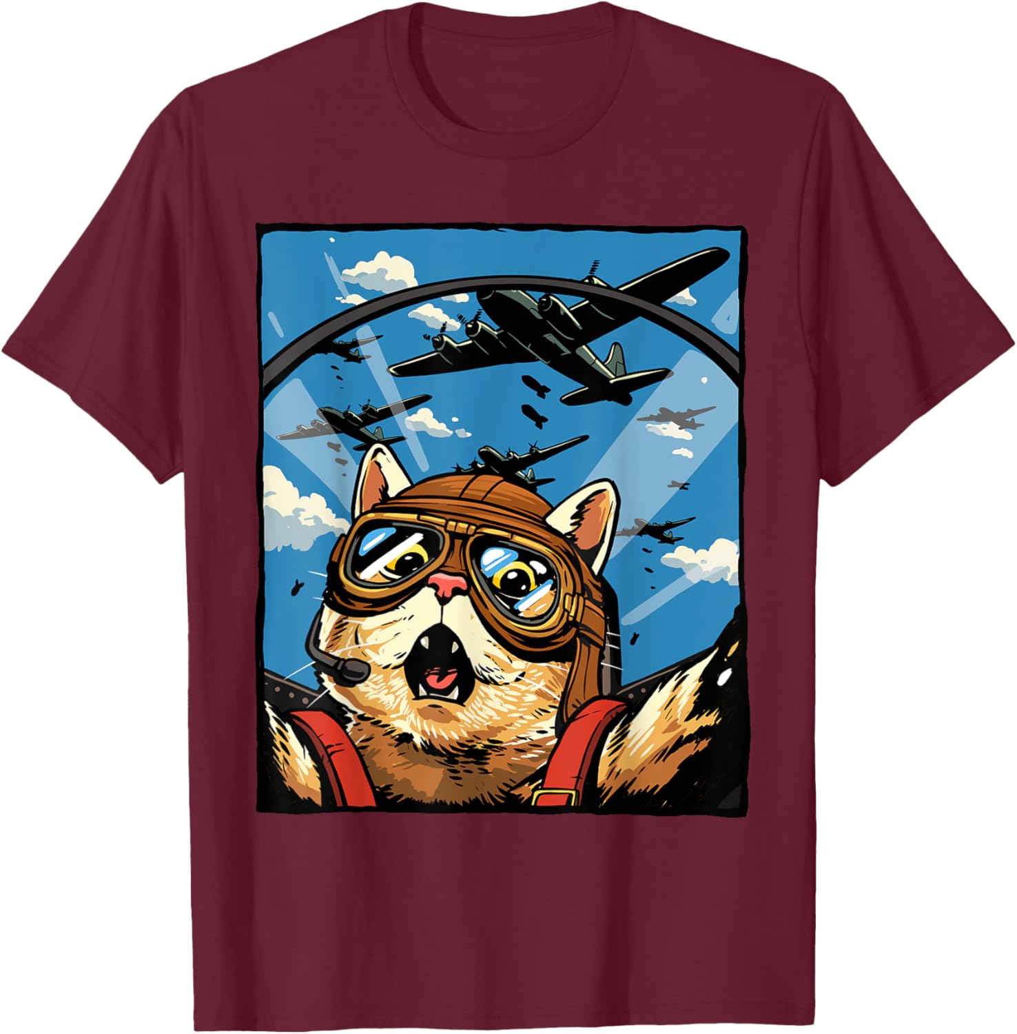 Funny Cat Pilot Jet Fighter T-Shirt for Cat Lovers and Meme Fans - 26
