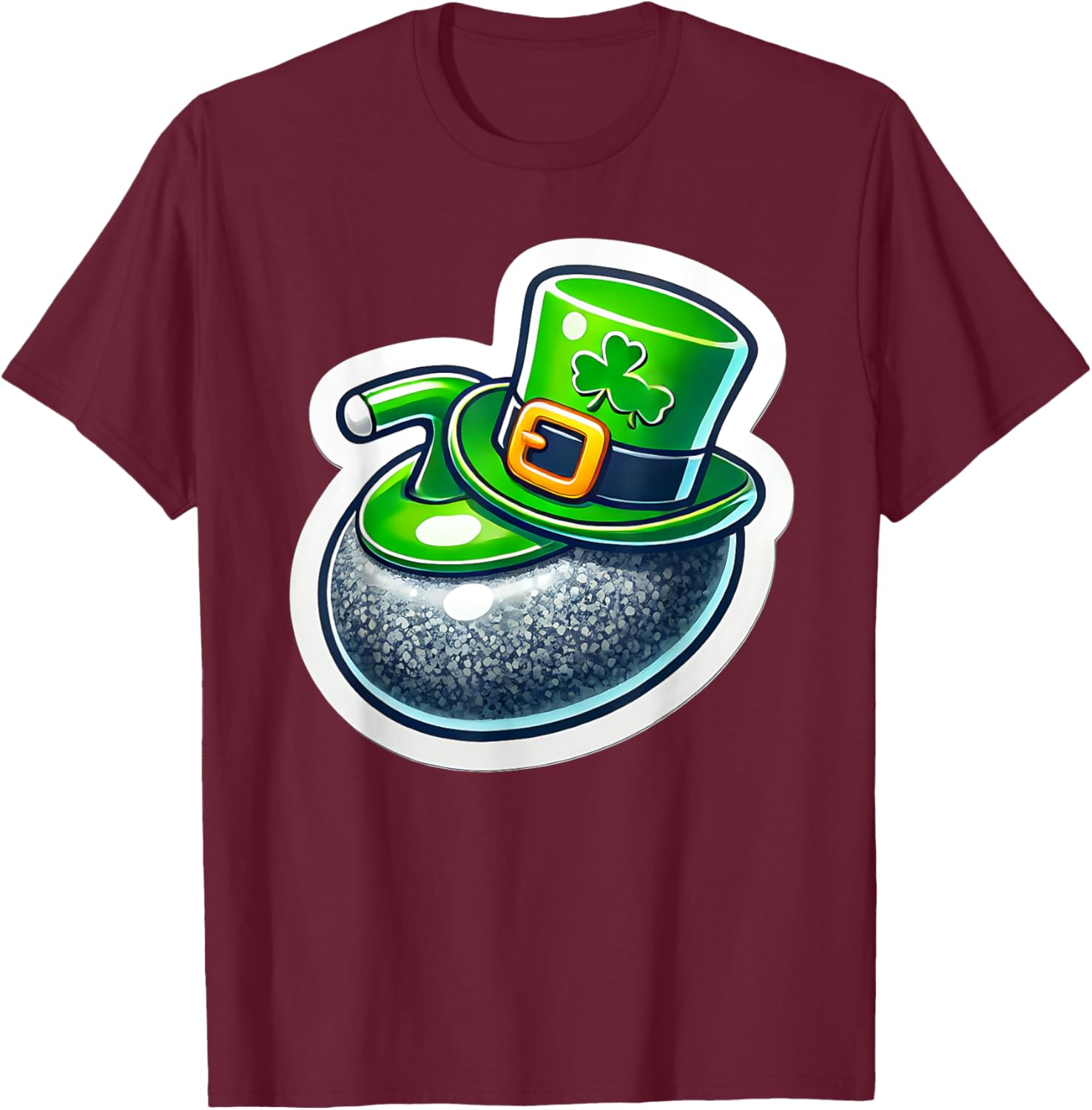 St. Patrick's Day Curling Stone Hat Irish Spirit Funny T-Shirt for Fun - 15