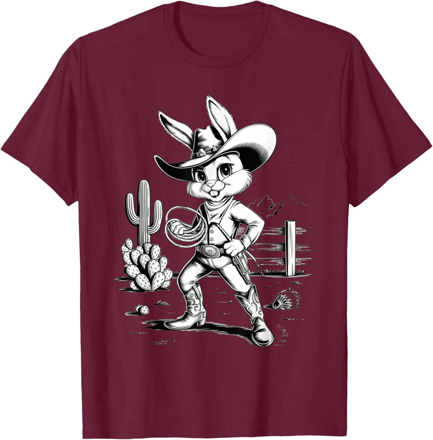 Cowboy Bunny Western Adventure T-Shirt for Fun Desert Inspired Style - 14