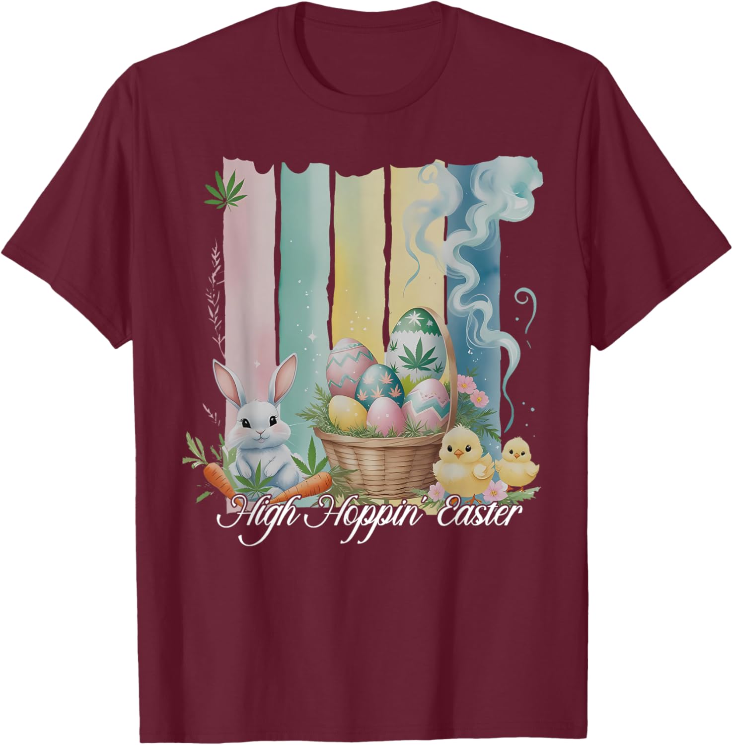 Easter Bunny Eggs Flower Cannabis Weed Stoner T-Shirt for Fun Loving Fans - 6