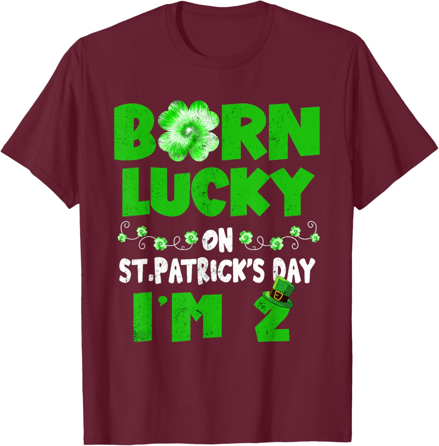 Born Lucky St. Patrick's Day 2nd Birthday T-Shirt for Kids - 2