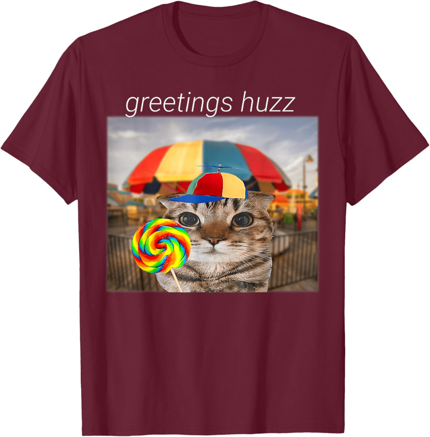 Funny Cat Huzz Meme T-Shirt for Men and Women - Cute Lollipop Design - 19