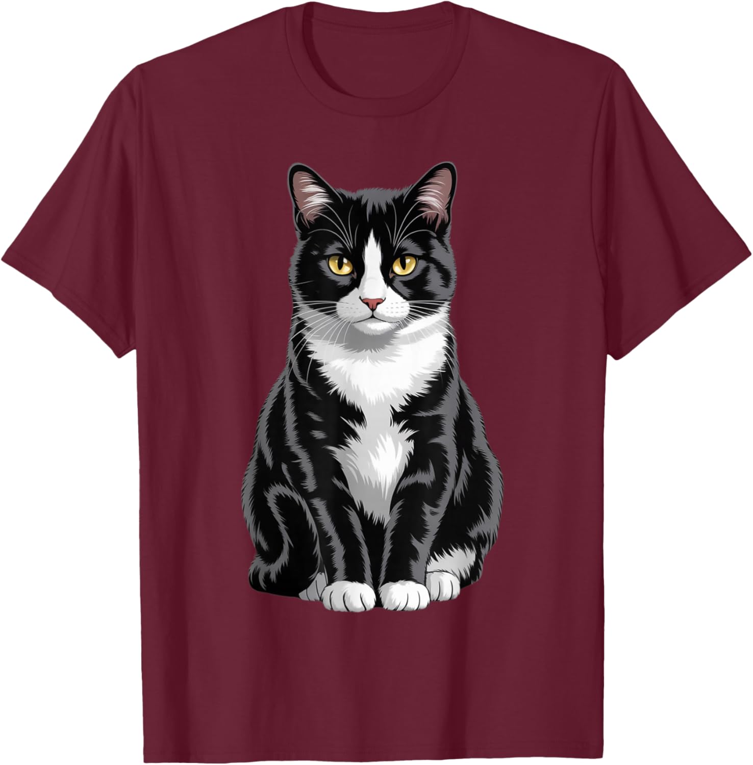Majestic Tuxedo Cat Art T-Shirt for Cat Lovers - Unisex Kids and Adults - 8