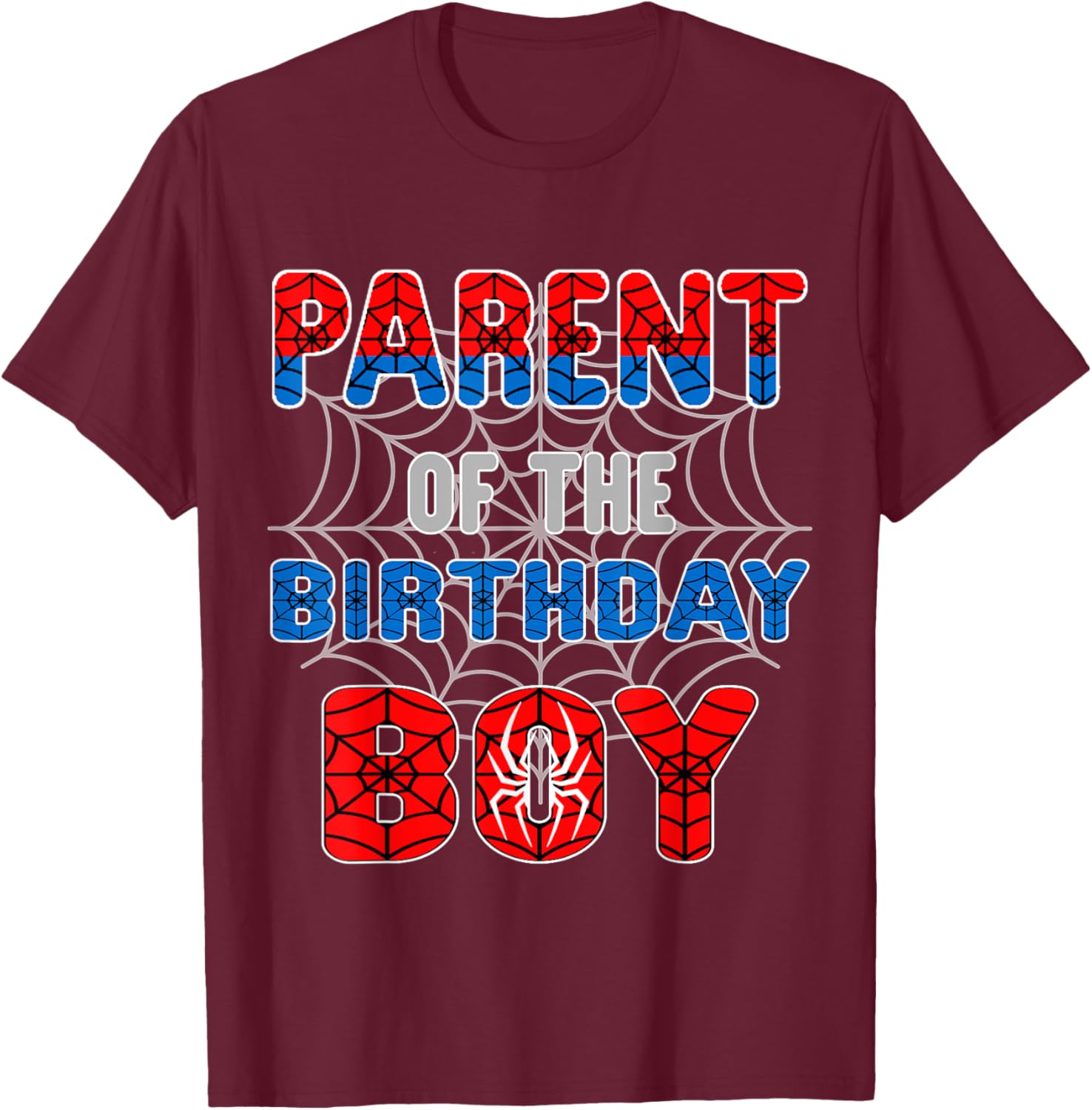 Spider Web Birthday Party T-Shirt for Proud Parents of the Birthday Boy - 19