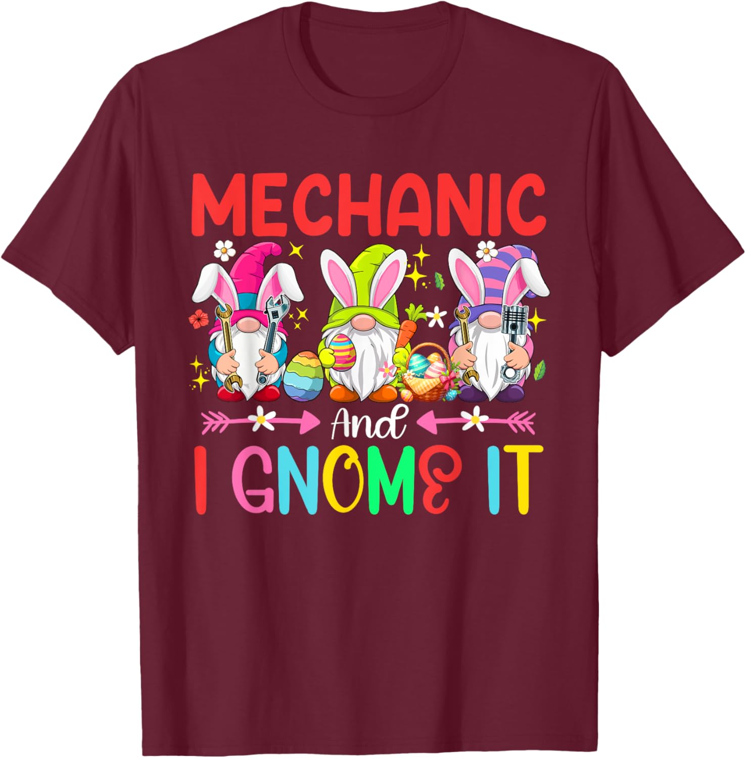 Funny Mechanic and Gnomes Easter Job Team T-Shirt for Gnome Lovers - 15