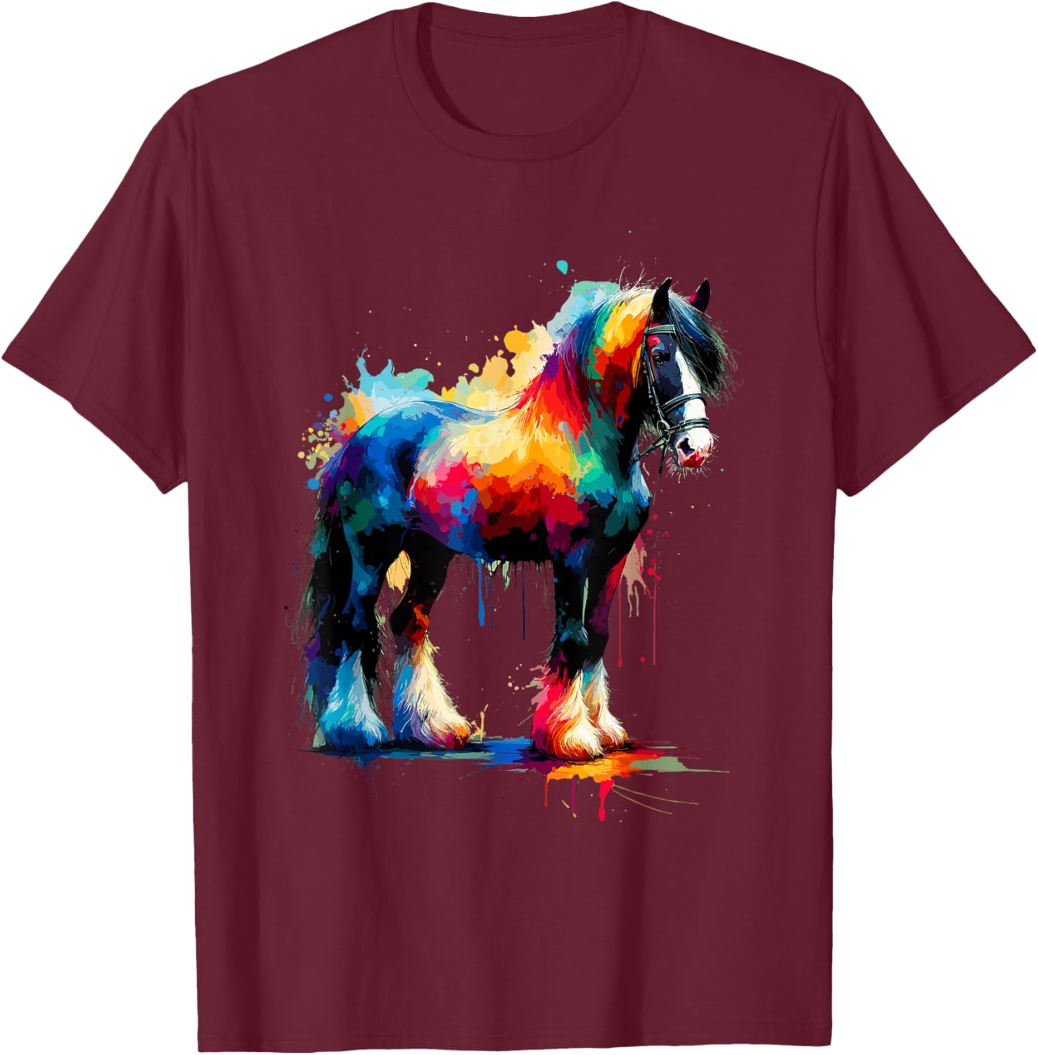Splash Art Gypsy Vanner Horse T-Shirt for Equestrian Lovers - 15