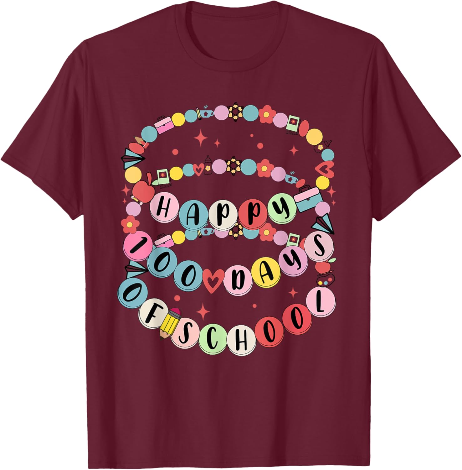 Cute Little Girl 100 Days Of School Friendship Bracelet T-Shirt - 18