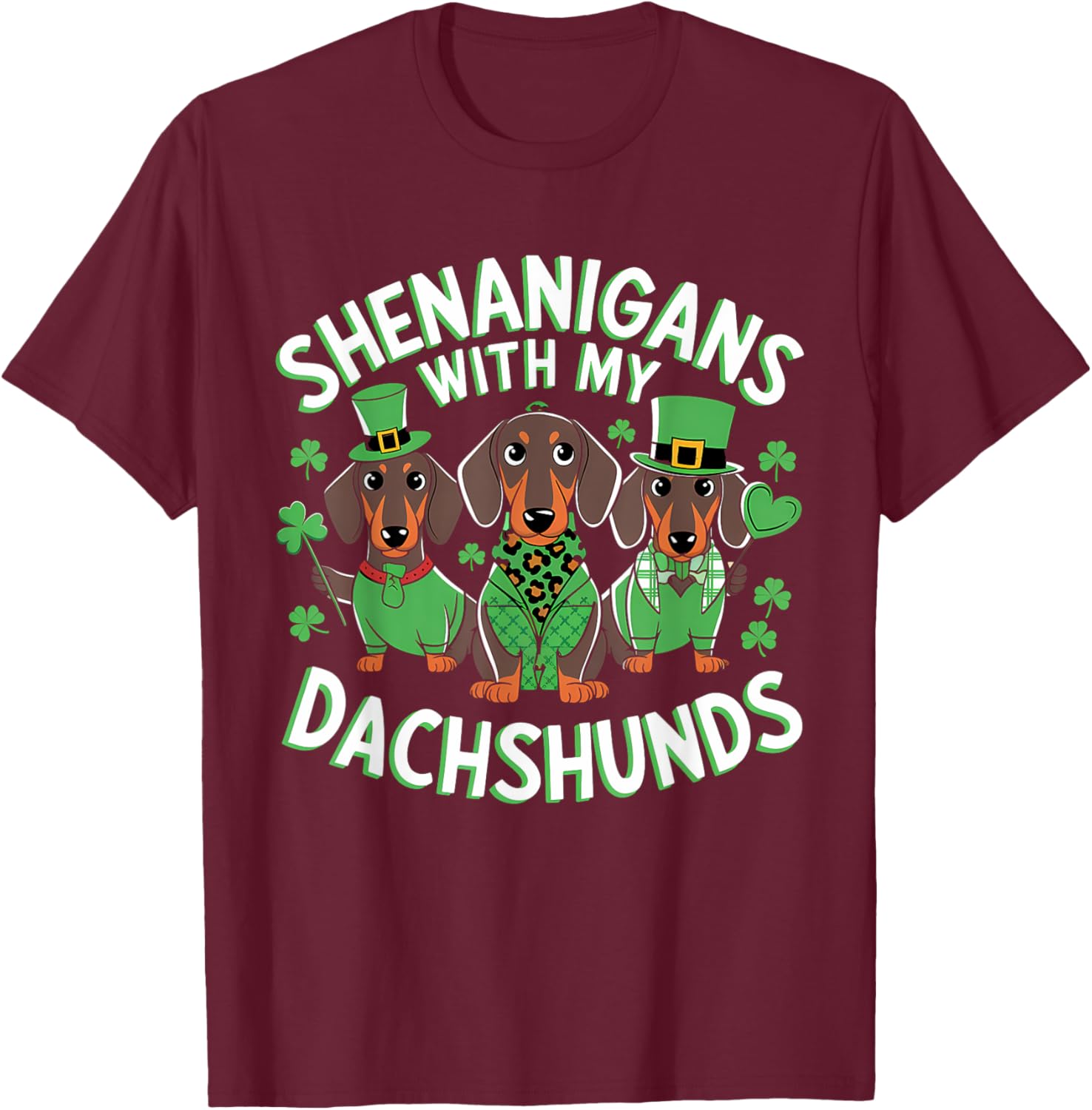 St Patrick's Day Irish Dachshund Shamrock T-Shirt for Dog Lovers - 10