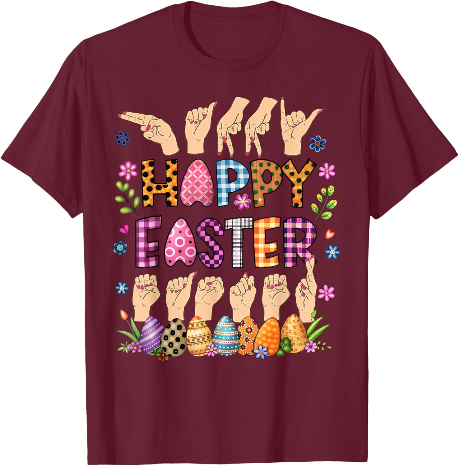 Happy Easter Eggs ASL Teacher T-Shirt for Fun Celebrations - 15