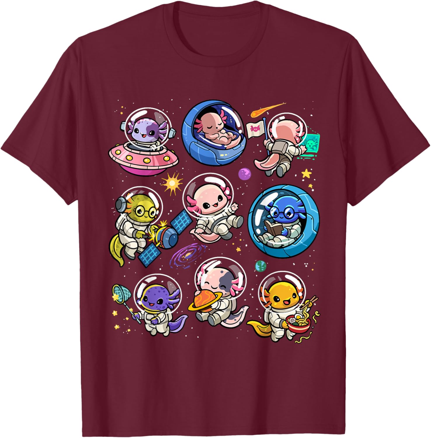 Cute Galaxy Axolotl Astronaut T-Shirt for Space Lovers and Kids - 20