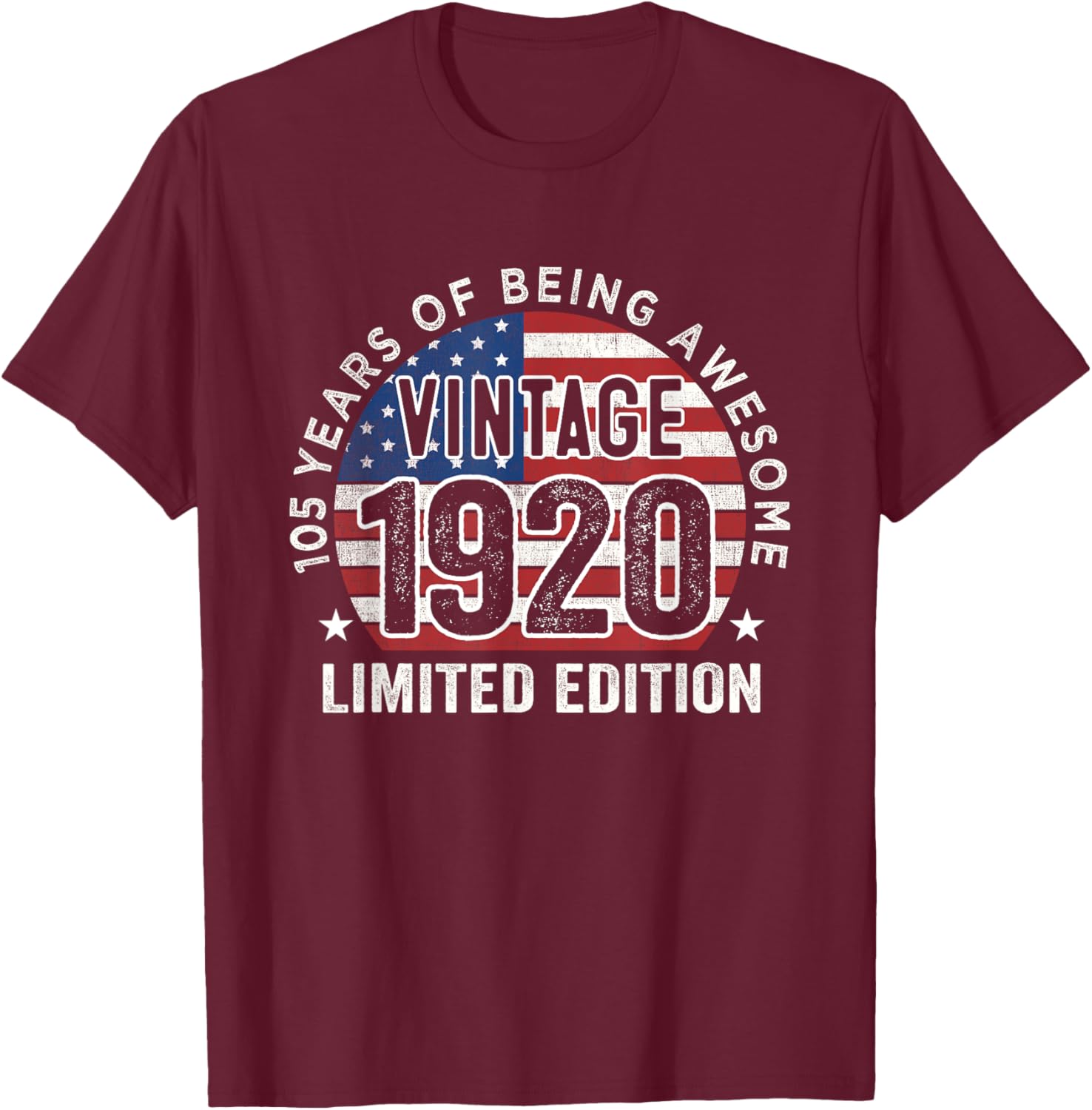 Vintage 1920 105th Birthday Gift T-Shirt for Men with USA Flag Design - 4