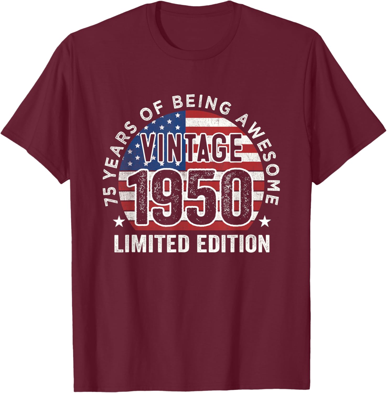 Vintage 1950s 75th Birthday Gift T-Shirt for Men with USA Flag Design - 4