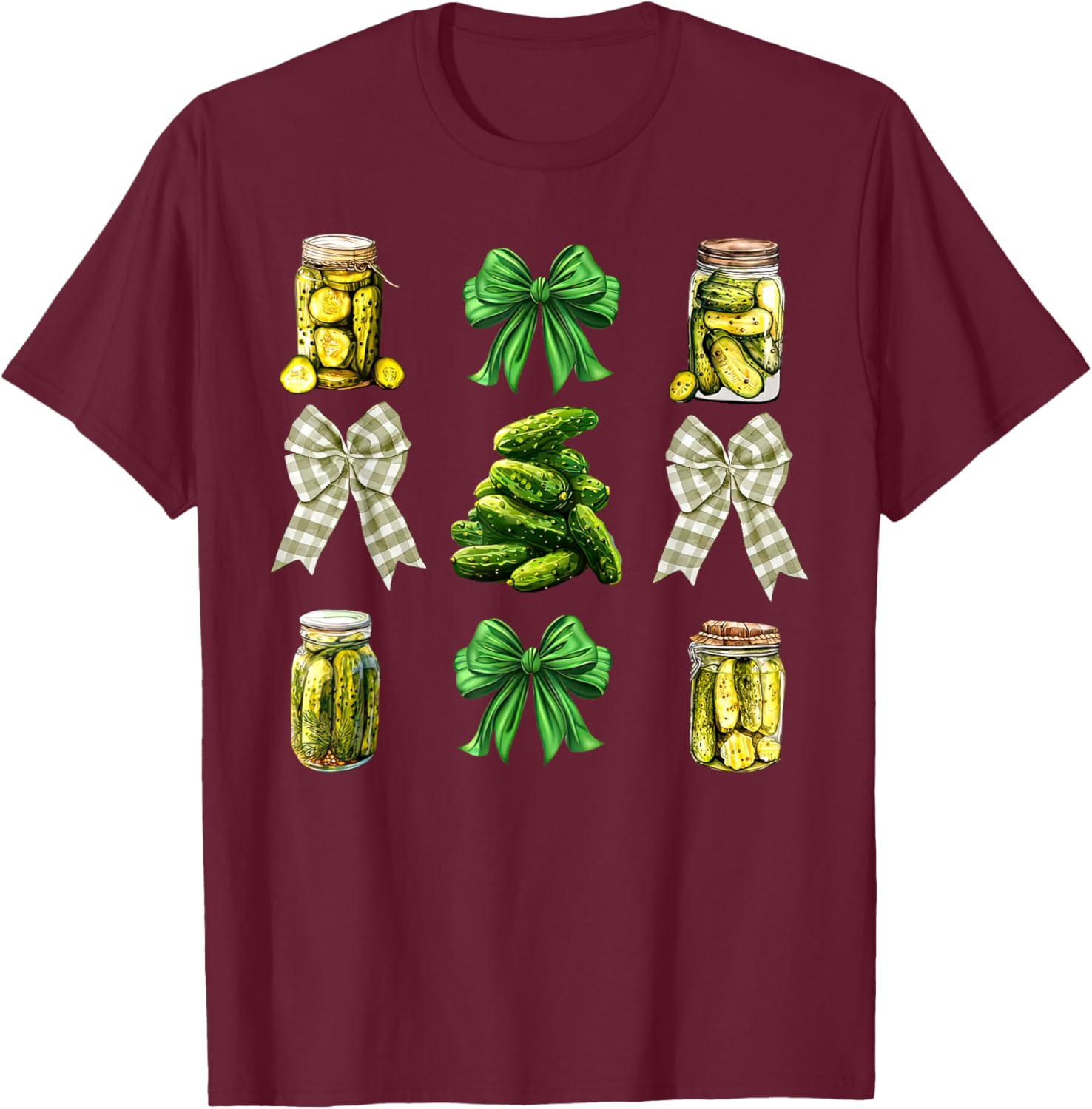 Cute Pickle Jar Coquette Bow Cucumber T-Shirt for Garden Lovers - 26