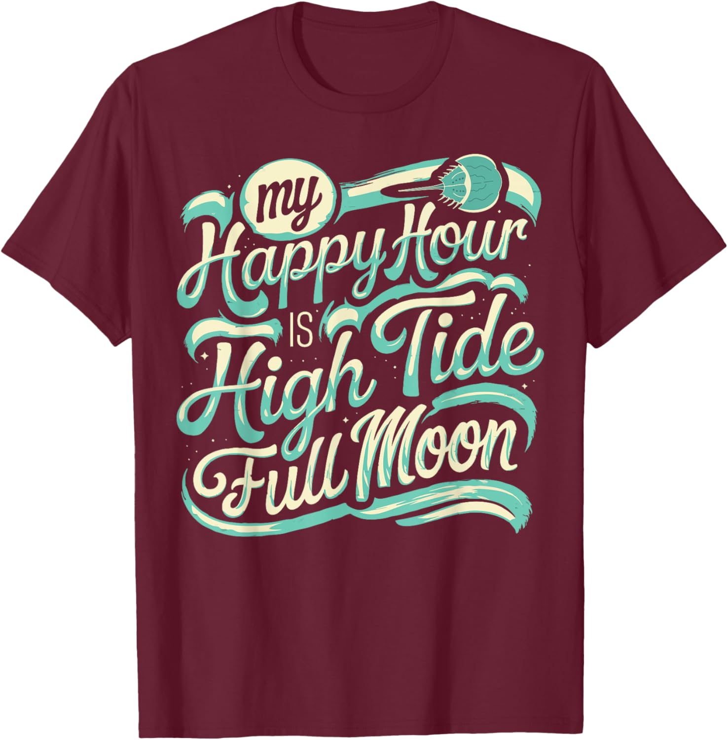 Horseshoe Crab Full Moon High Tide T-Shirt for Sea Life Lovers - 5