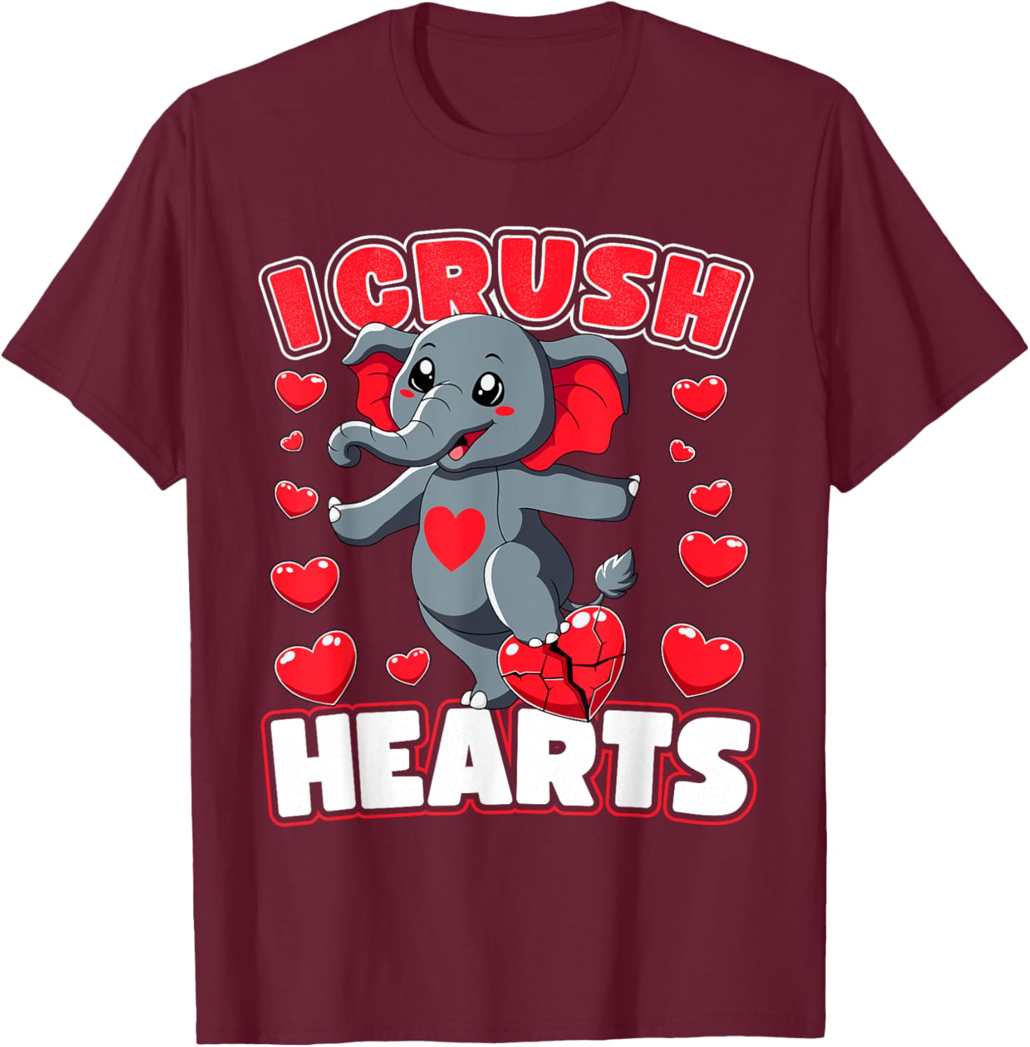 I Crush Hearts Elephant Valentine's Day T-Shirt for Boys and Toddlers - 18