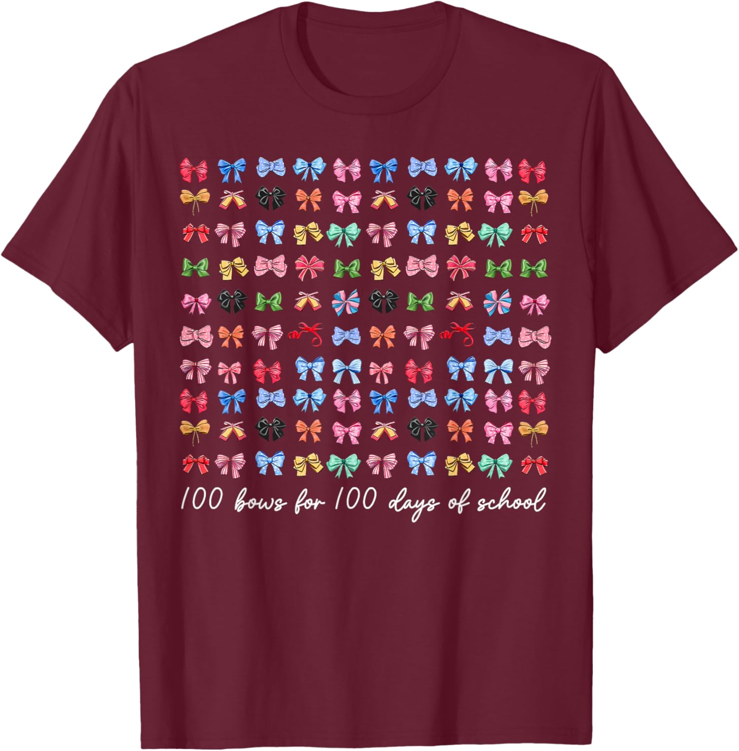 100 Bows For 100 Days Of School T-Shirt for Teachers and Kids - 16