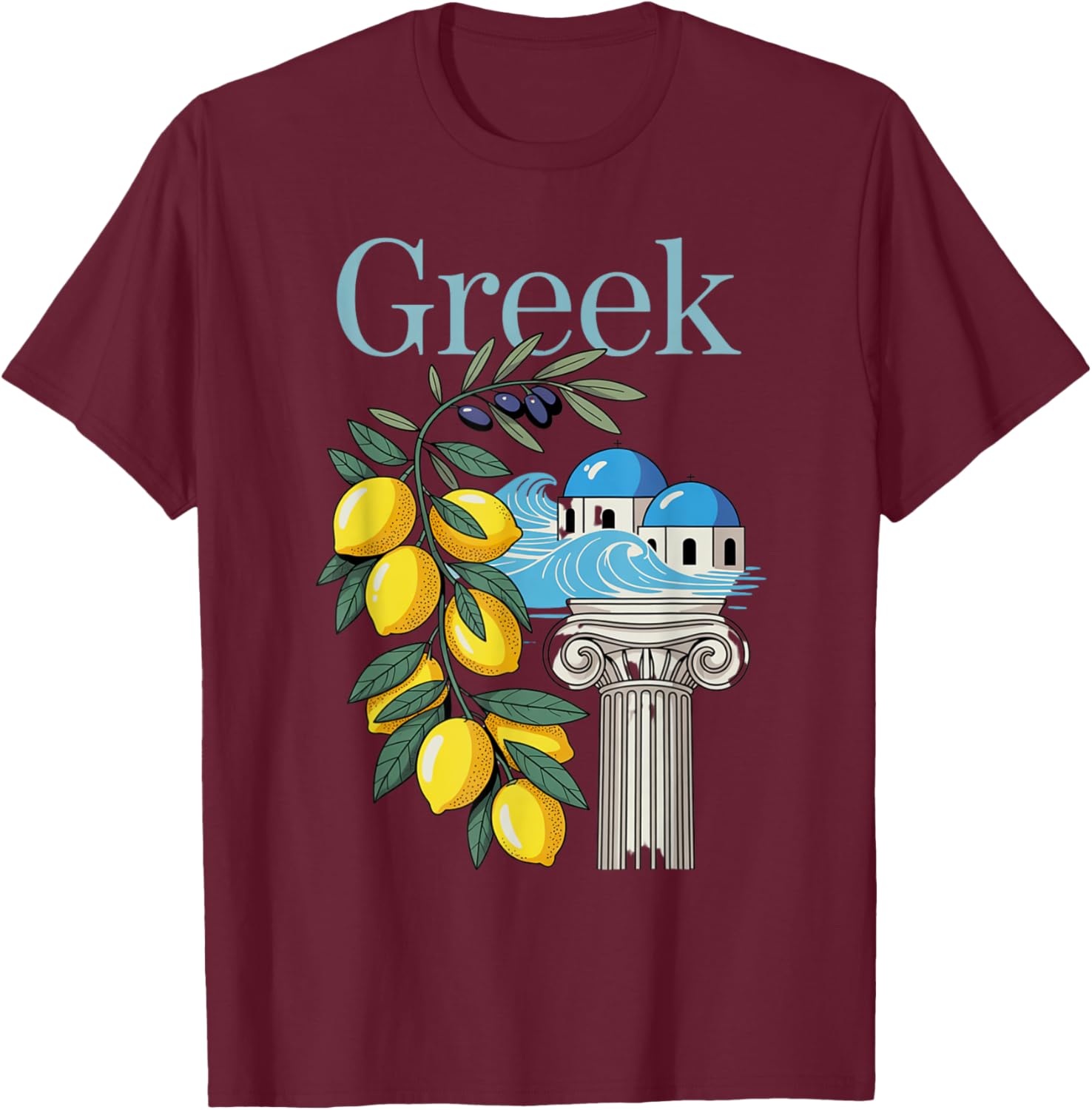 Greek Culture T-Shirt Featuring Lemons and Iconic Architecture Souvenir - 27