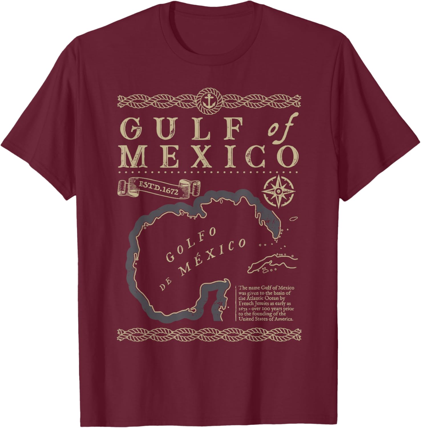 Gulf of Mexico Est 1550 Retro Vintage Beach T-Shirt for Relaxed Style - 3