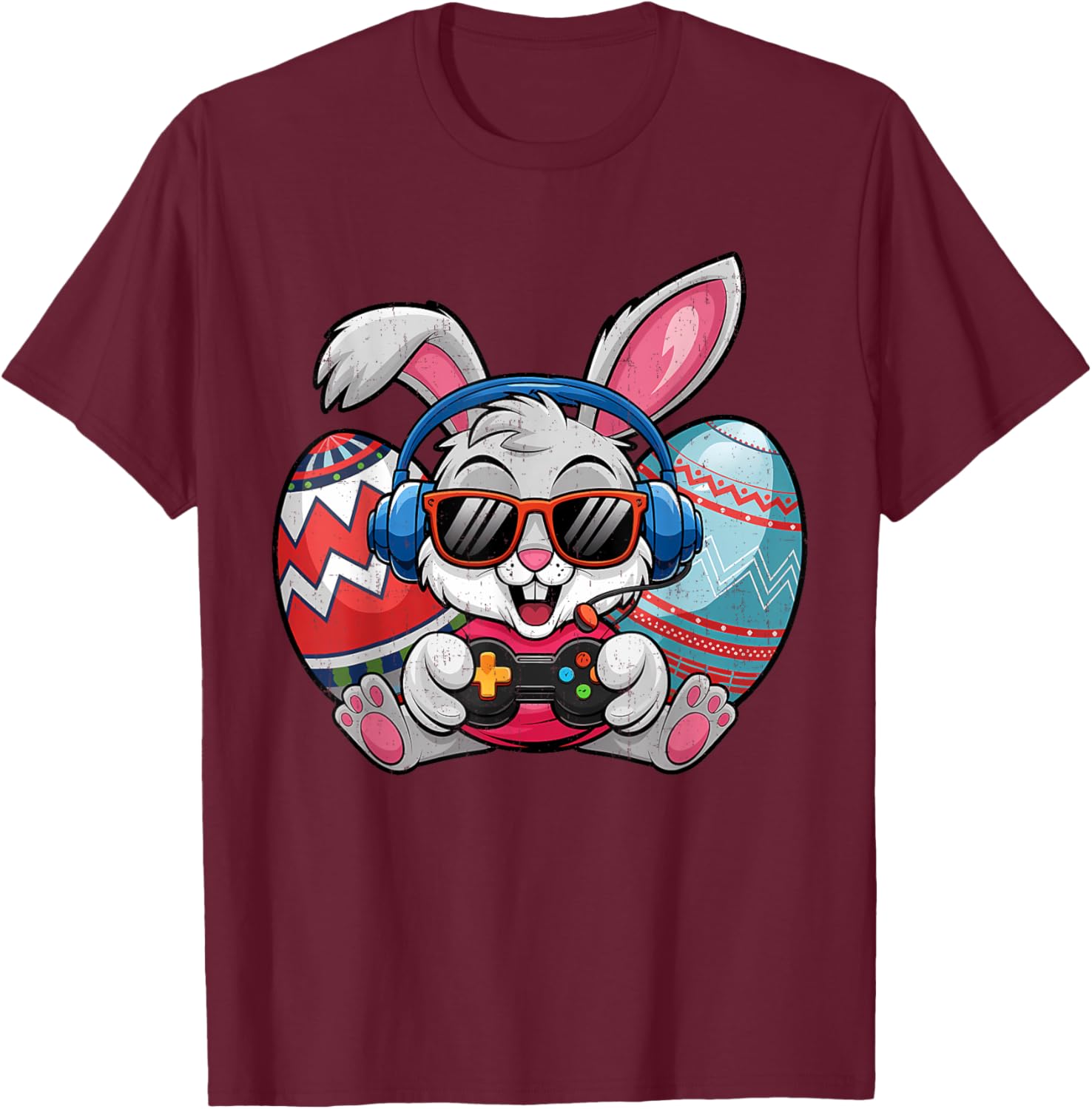 Cute Easter Bunny Playing Video Game Kids T-Shirt for Boys - 18