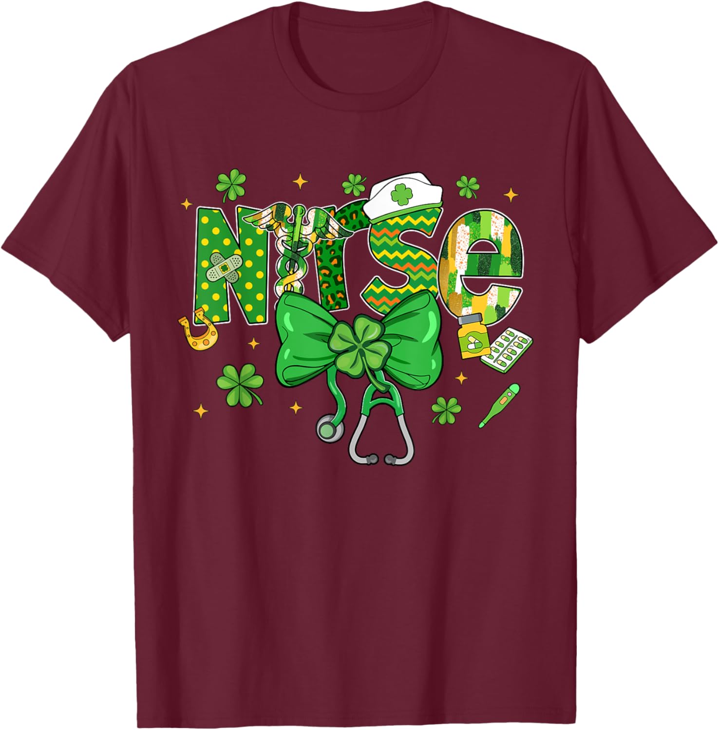 Irish Nurse Stethoscope St Patrick's Day T-Shirt for Healthcare Heroes - 10