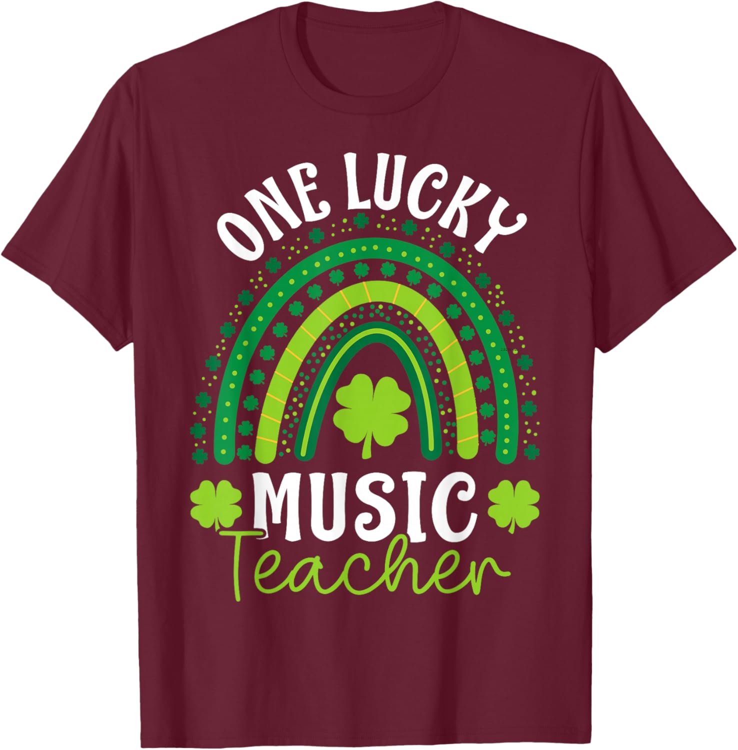 One Lucky Music Teacher Rainbow Shamrock T-Shirt for St Patrick's Day - 6