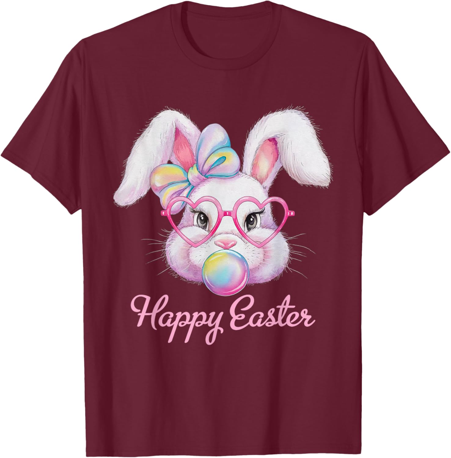 Happy Easter Cute Bunny Rabbit Face Tie Dye T-Shirt for Girls - 16