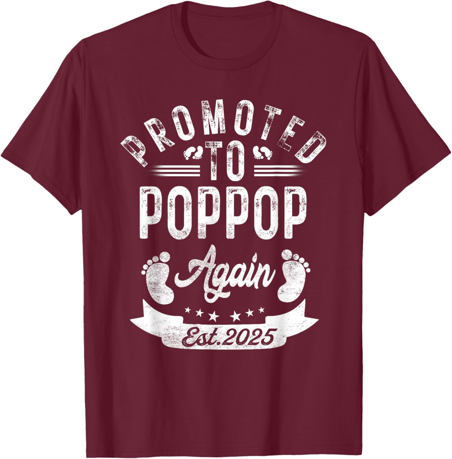 Promoted To Poppop Again EST 2025 Cute Pregnancy Announcement T-Shirt - 12