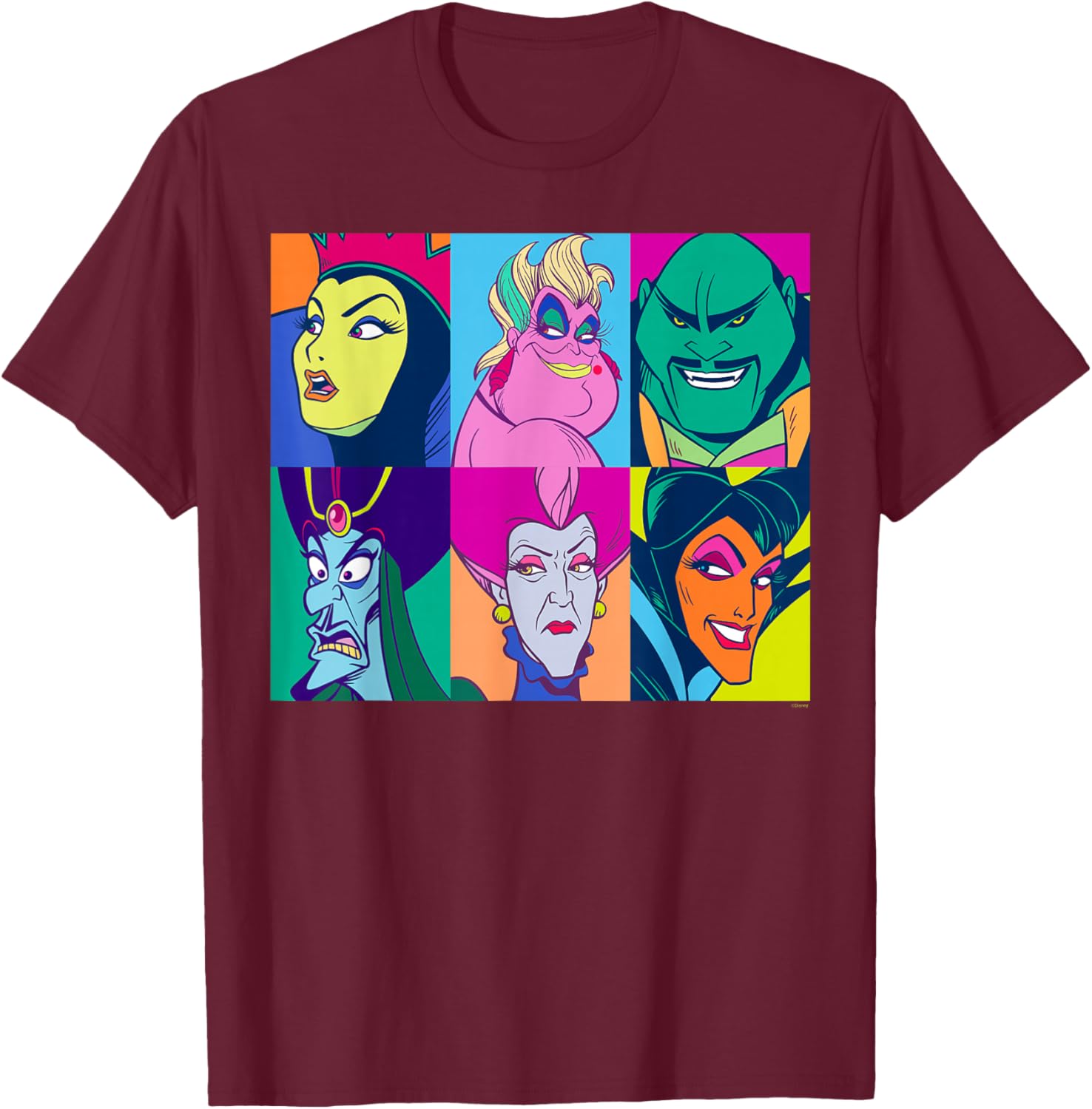 Disney Villains Retro Color Grid T-Shirt for Fans of Classic Characters - 17