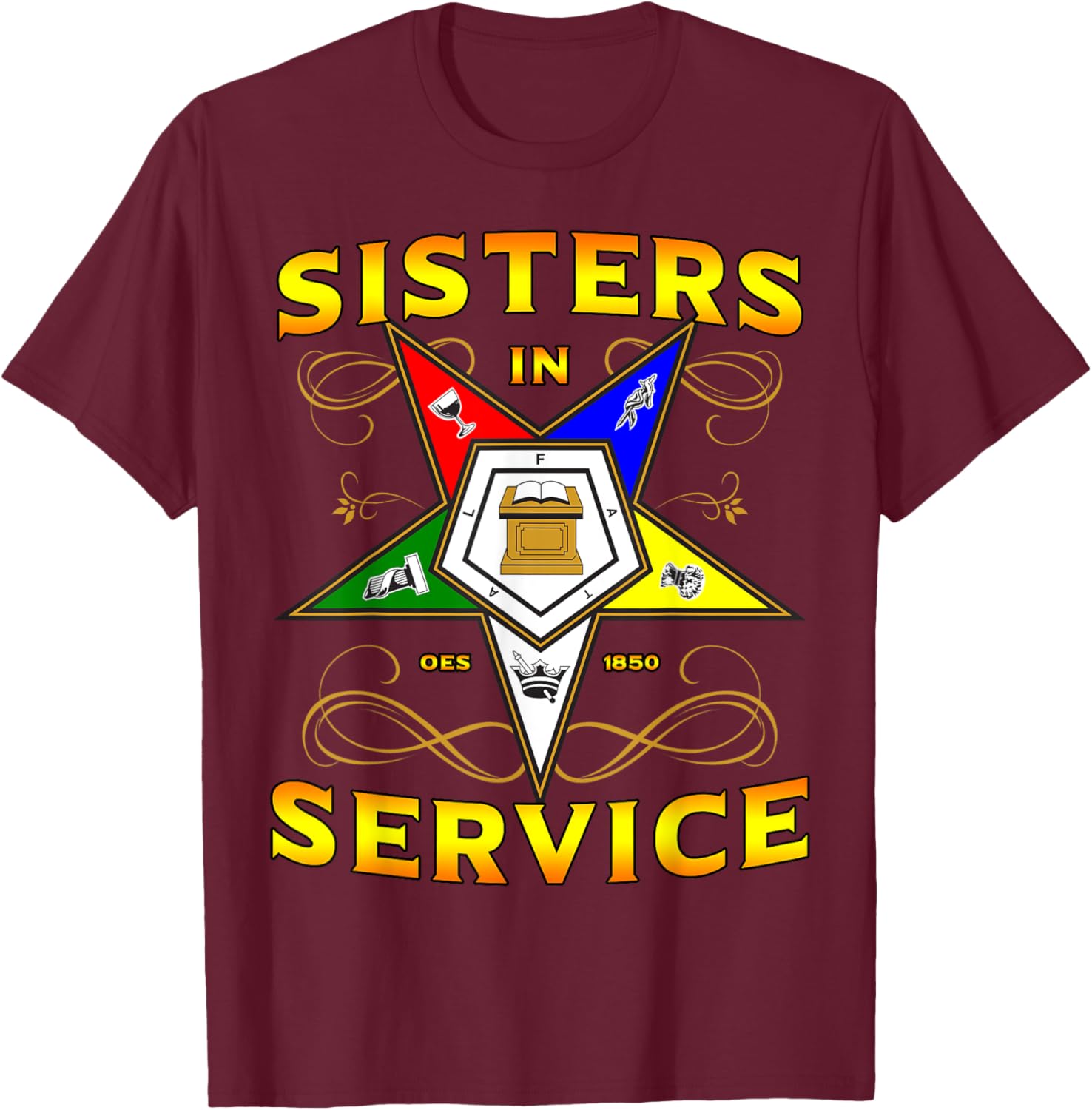 Sisters in Service OES 1850 Order of the Eastern Star T-Shirt for Women - 6