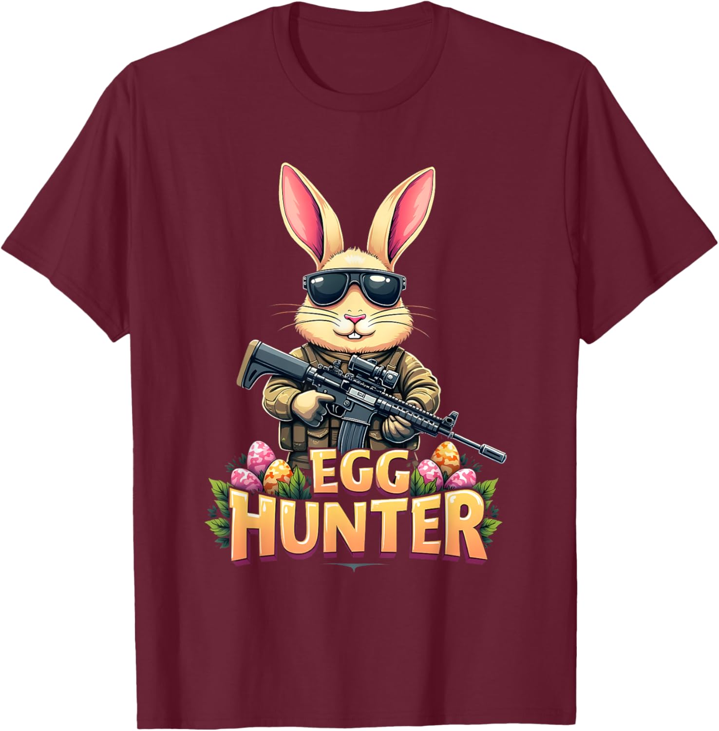Cute Easter Egg Hunter Boys T-Shirt Featuring Deer Bunny Design - 15