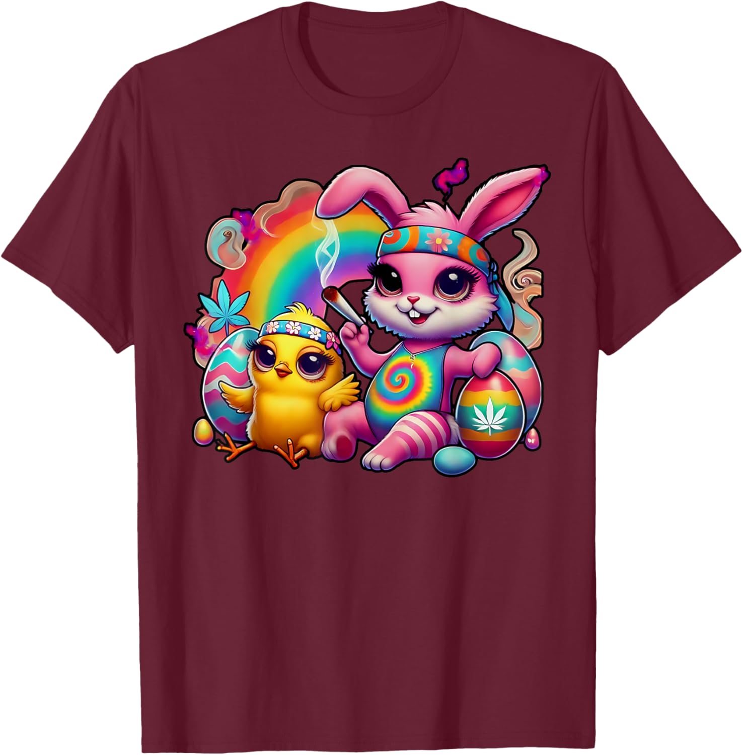 Stoned Easter Bunny Chick T-Shirt for Cannabis Lovers and Fun Celebrations - 7