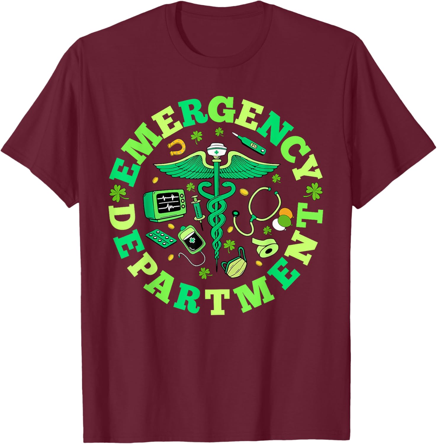 Emergency Nurse St Patricks Day Shamrock T-Shirt for ED RNs - 2