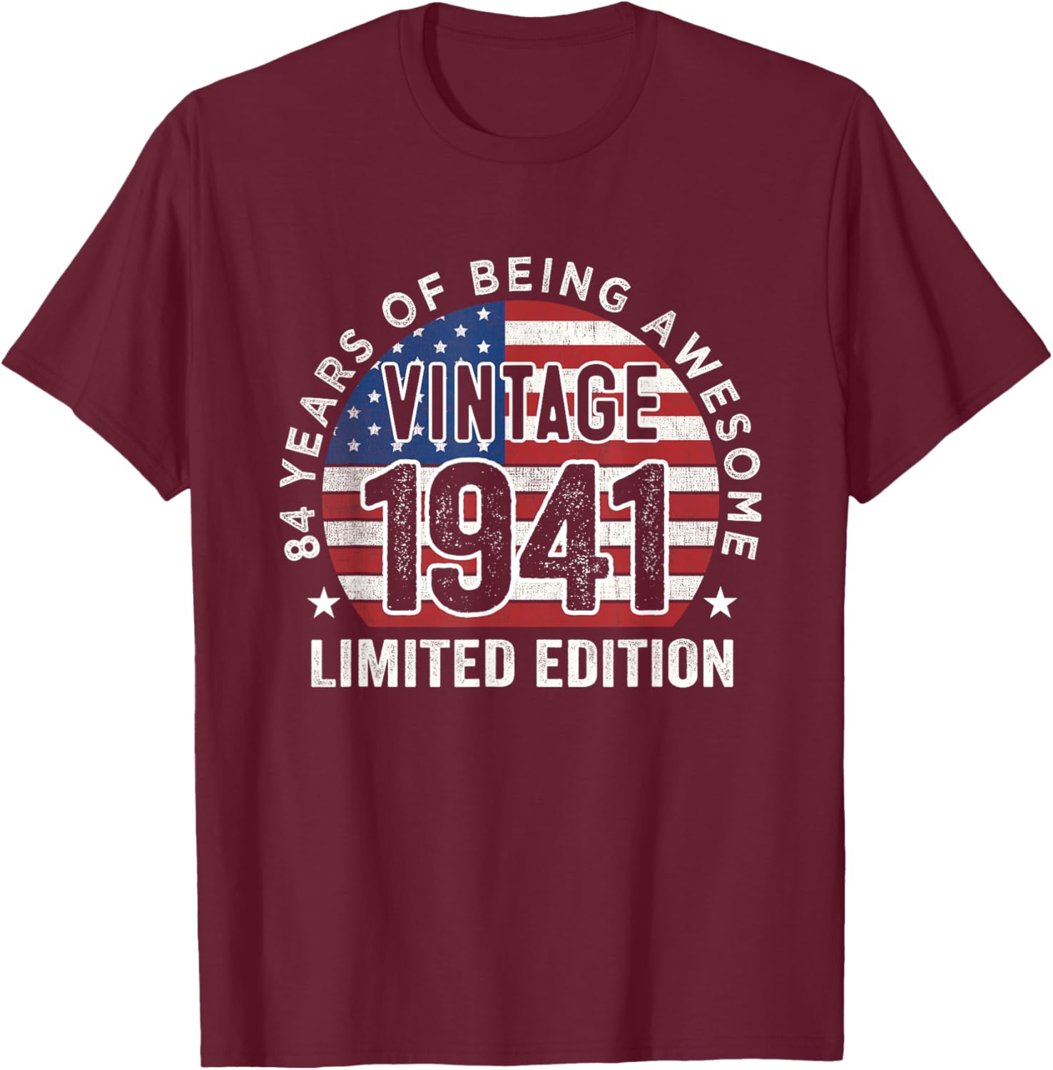 Vintage 1941 84th Birthday T-Shirt for Men with USA Flag Design - 12