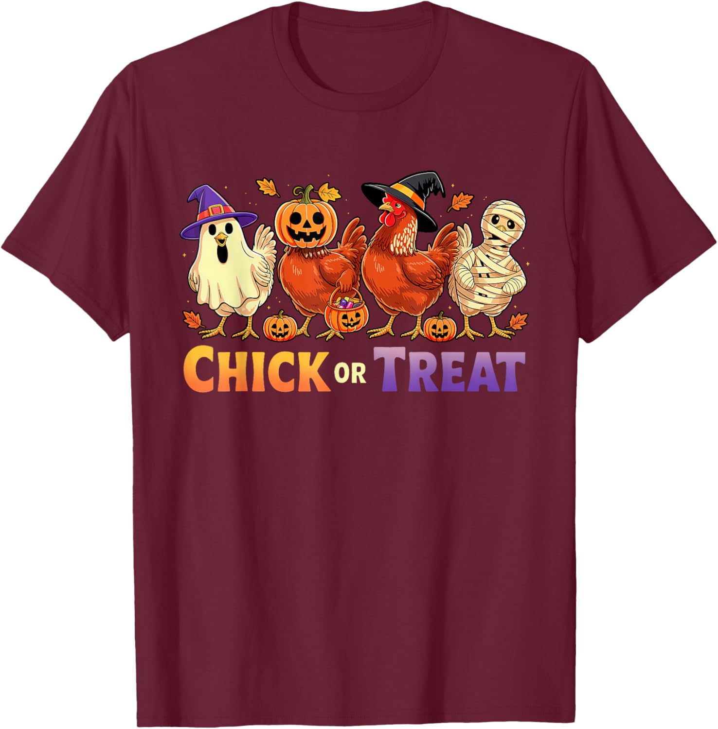 Funny Chick or Treat Halloween Witch Spooky Chicken Farmer T-Shirt - 13