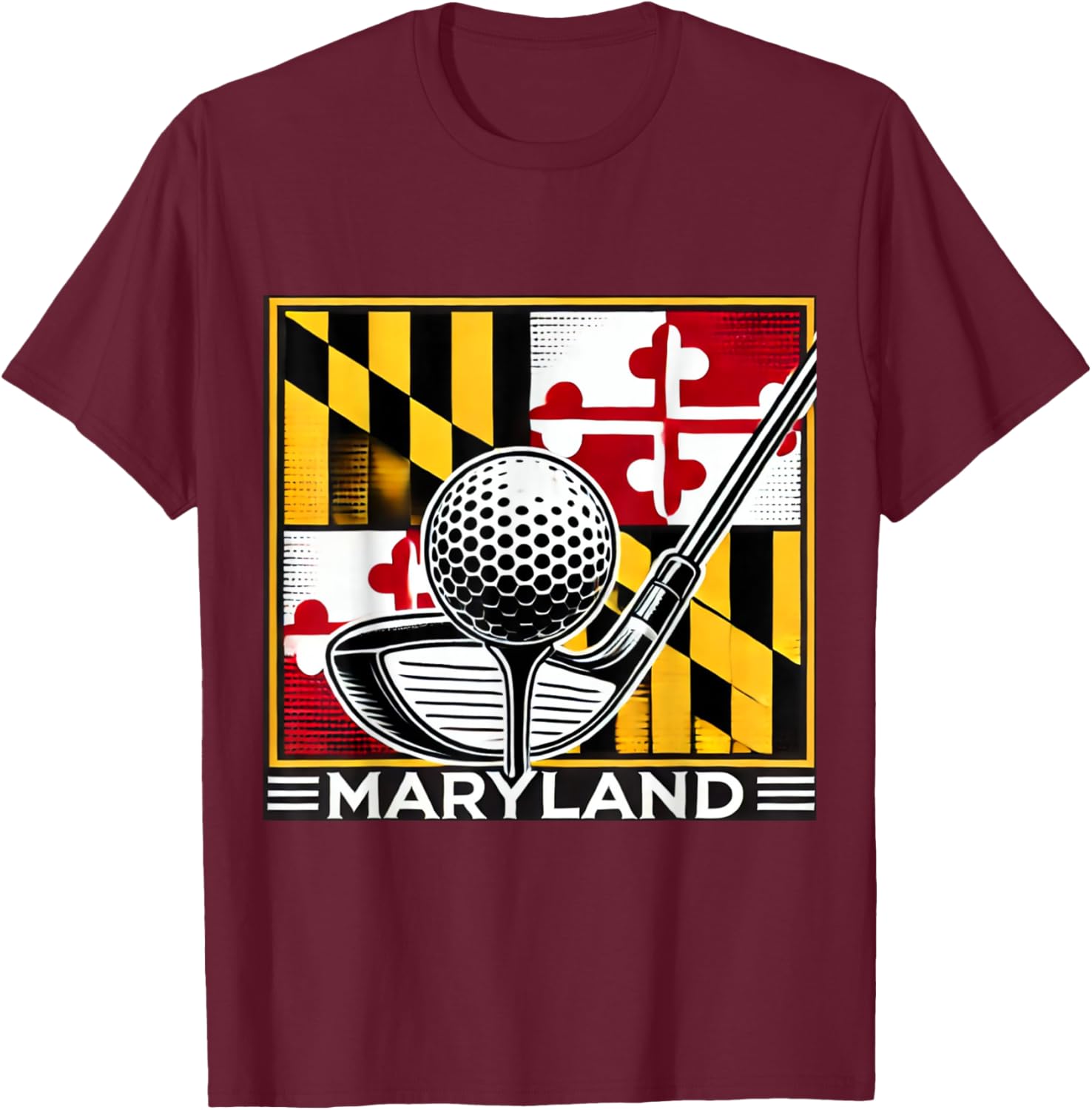 Maryland Golf Design Tee with State Flag and Club Artwork for Golf Lovers - 15
