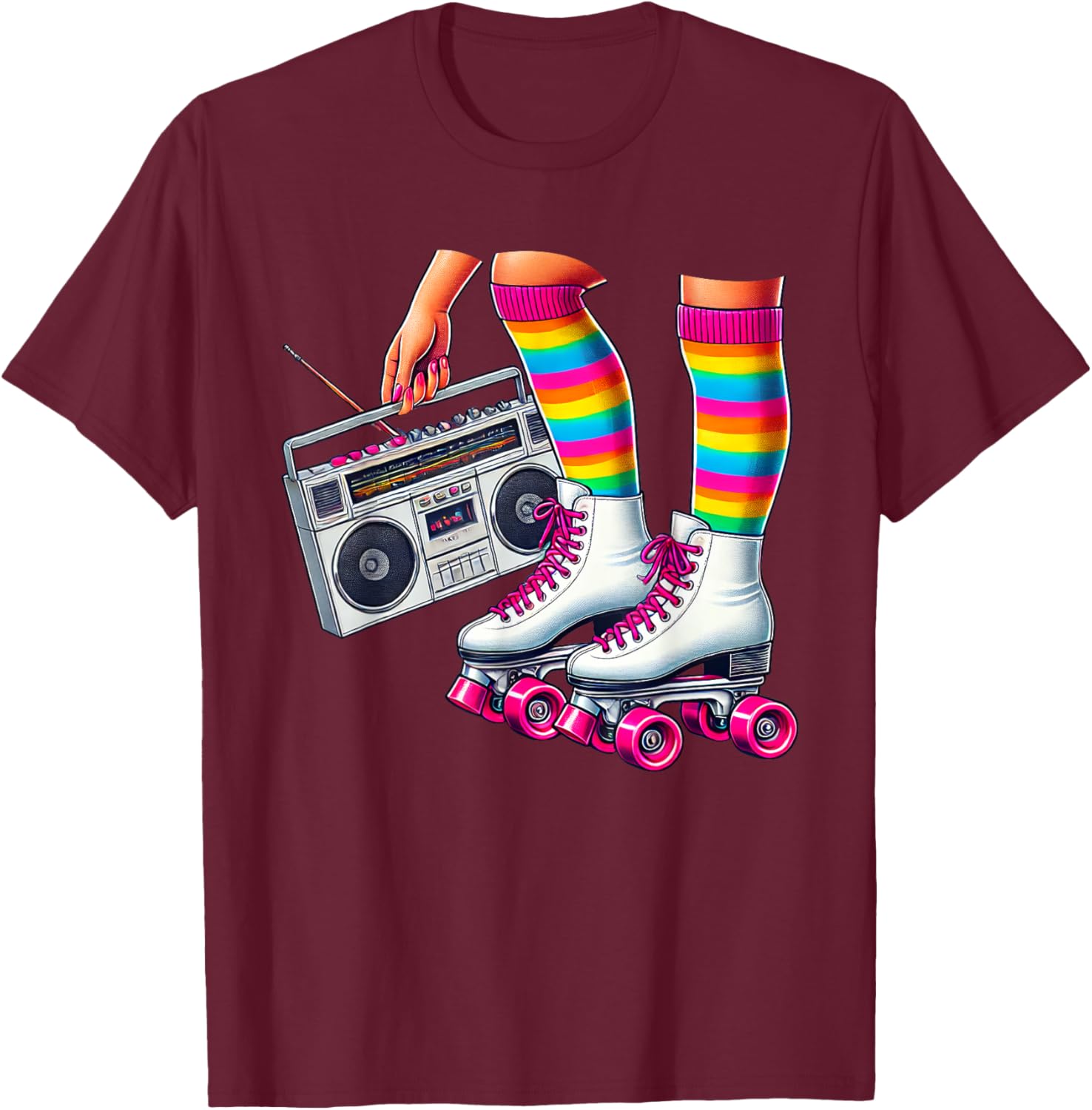 Funny 80s Roller Disco Skating Girl T-Shirt for Retro Fans - 3