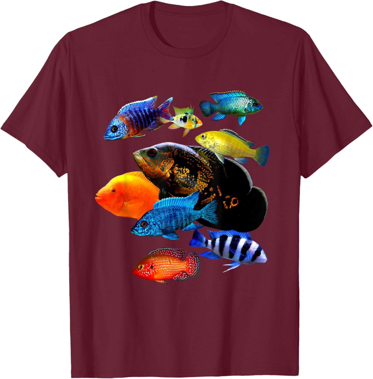Cichlid Lover T-Shirt Frontosa Ram & Mbuna Cichlid Fish Design - 4