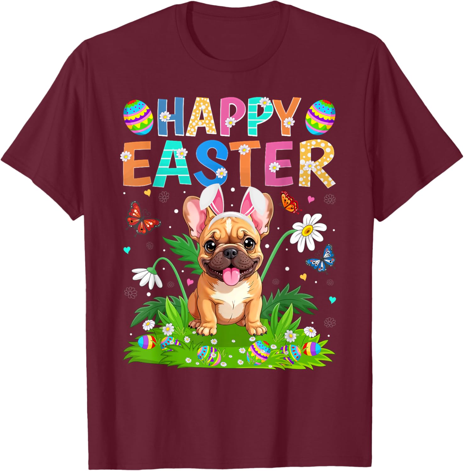Happy Easter French Bulldog Bunny Ear Egg Hunt T-Shirt for Pet Lovers - 22