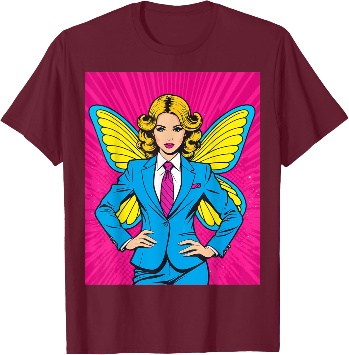 Pop Art Fairy in Business Suit T-Shirt for Stylish Casual Wear - 1