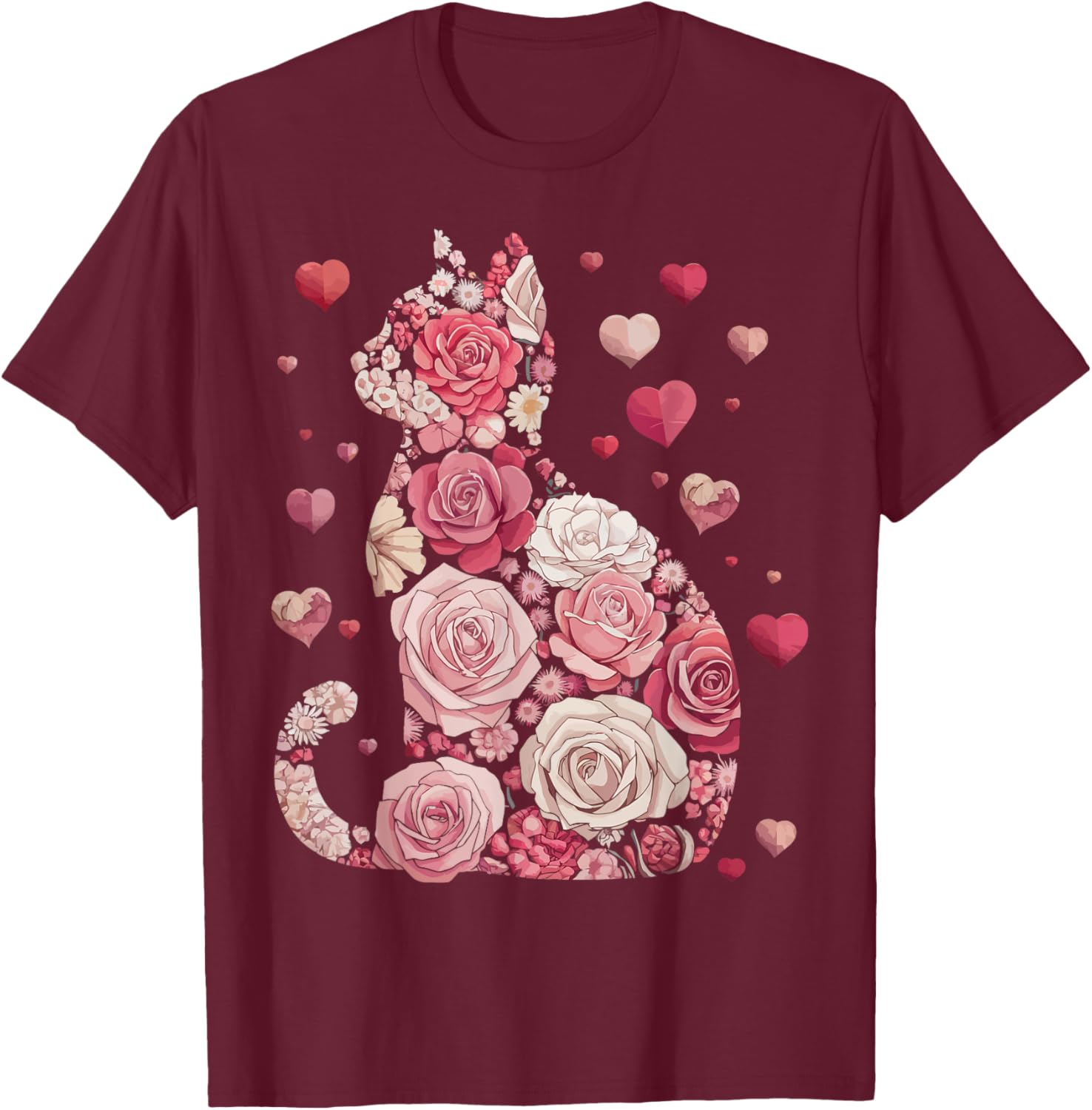 Cute Happy Meowentine's Day Cat T-Shirt for Girls and Women - 3