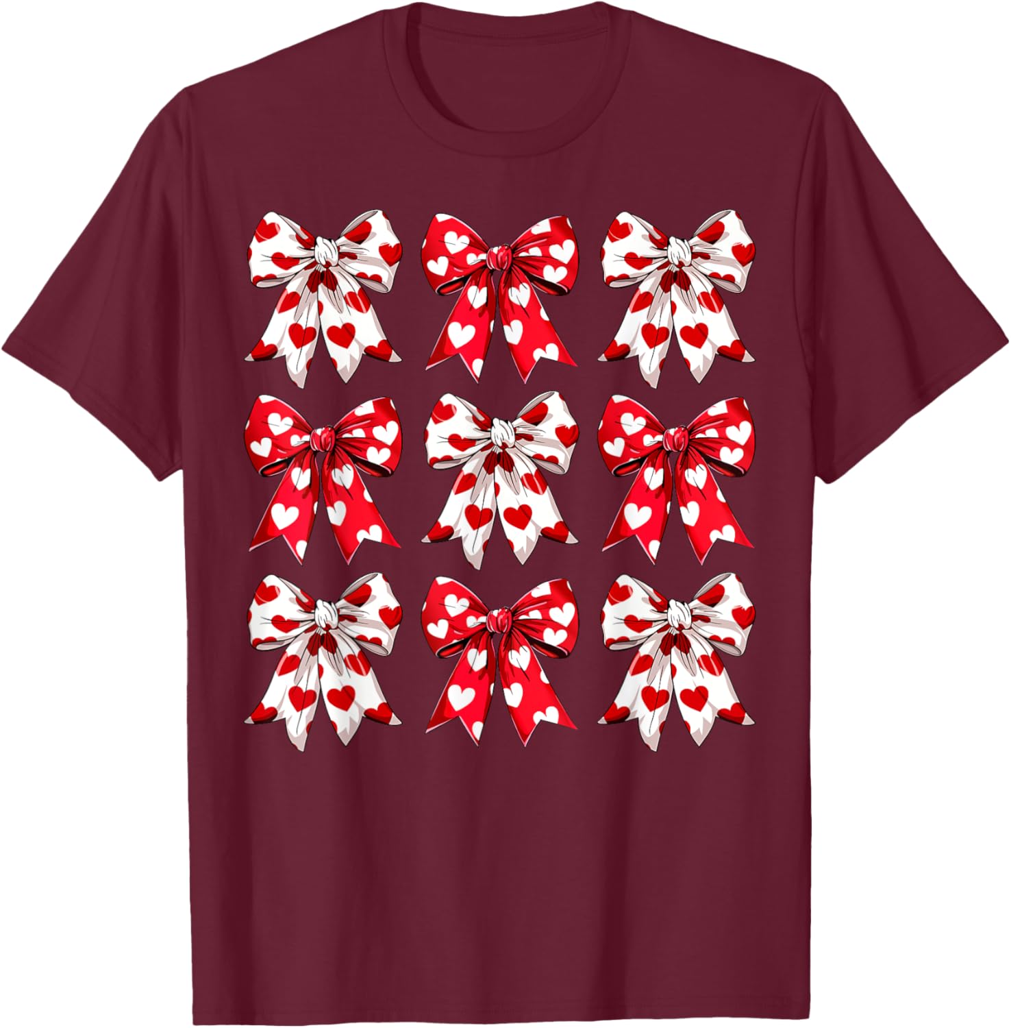 Valentine's Day Heart Bow T-Shirt for Women, Girls, Kids & Toddlers - 24