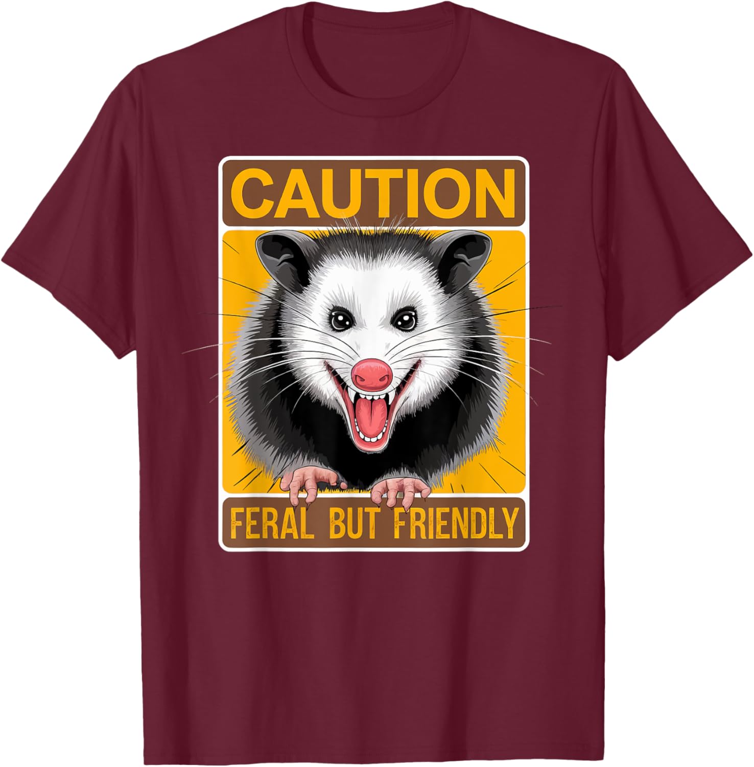 Caution Feral But Friendly Opossum T-Shirt for Animal Lovers - 15