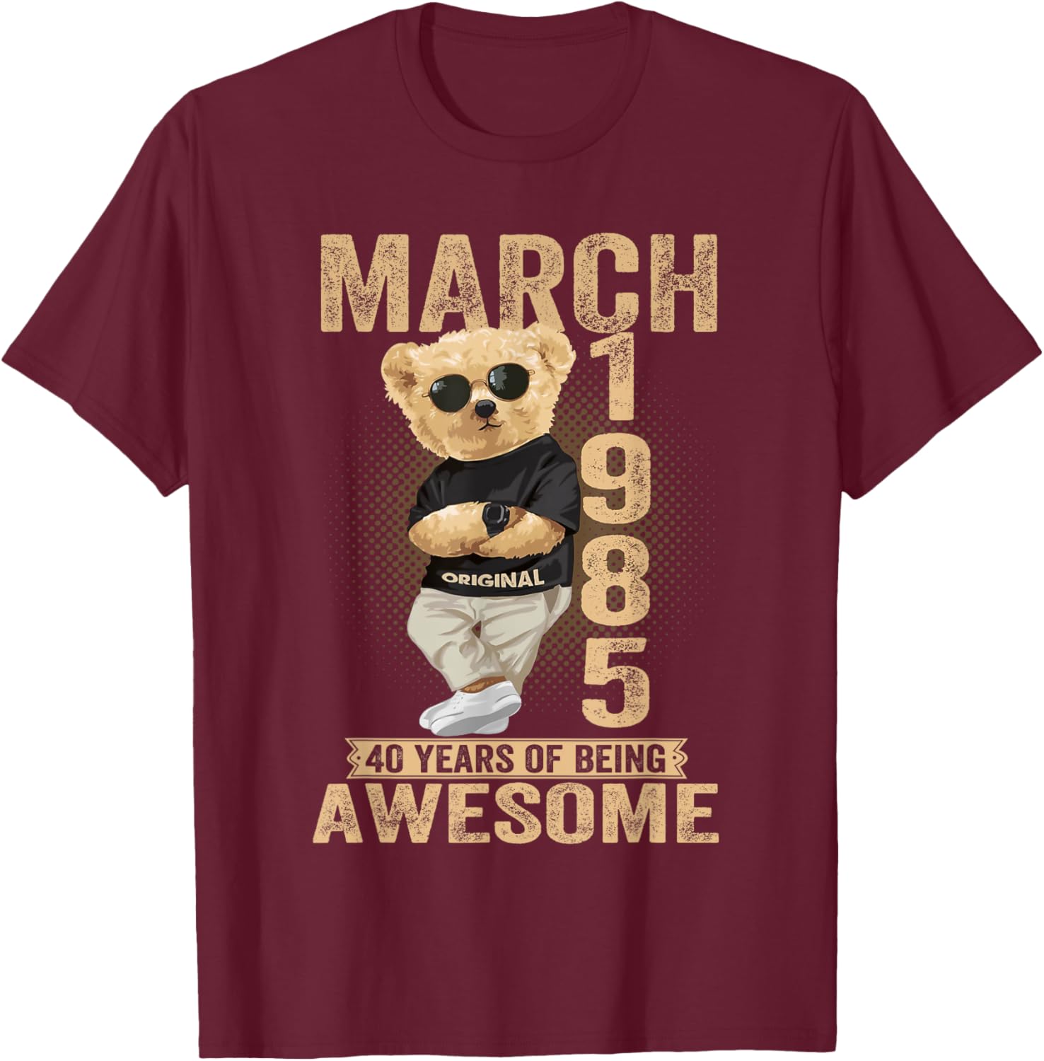 Awesome Teddy Bear T-Shirt for 40th Birthday Celebrations 1985 Design - 1
