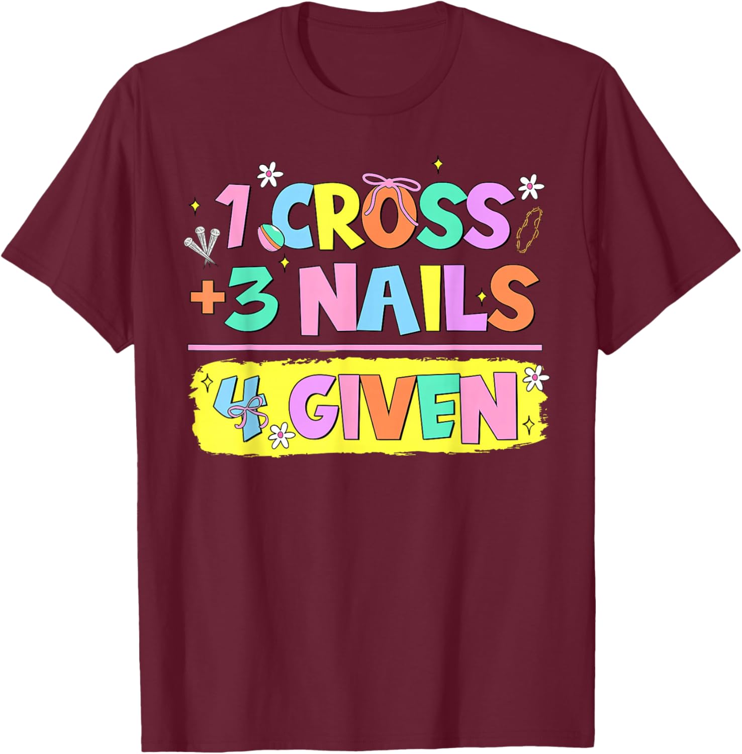 Happy Easter Christian T-Shirt with Cross and Nails Design for Believers - 27