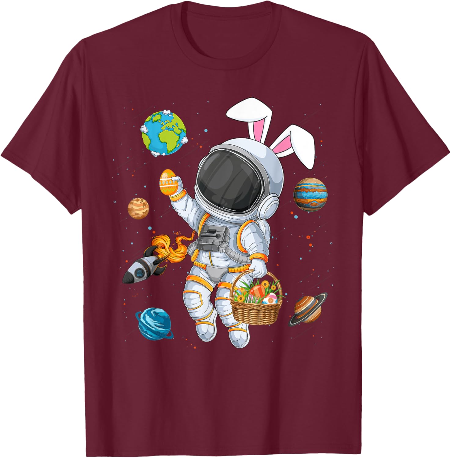 Funny Astronaut Bunny Ears Easter T-Shirt for Boys and Kids - 17