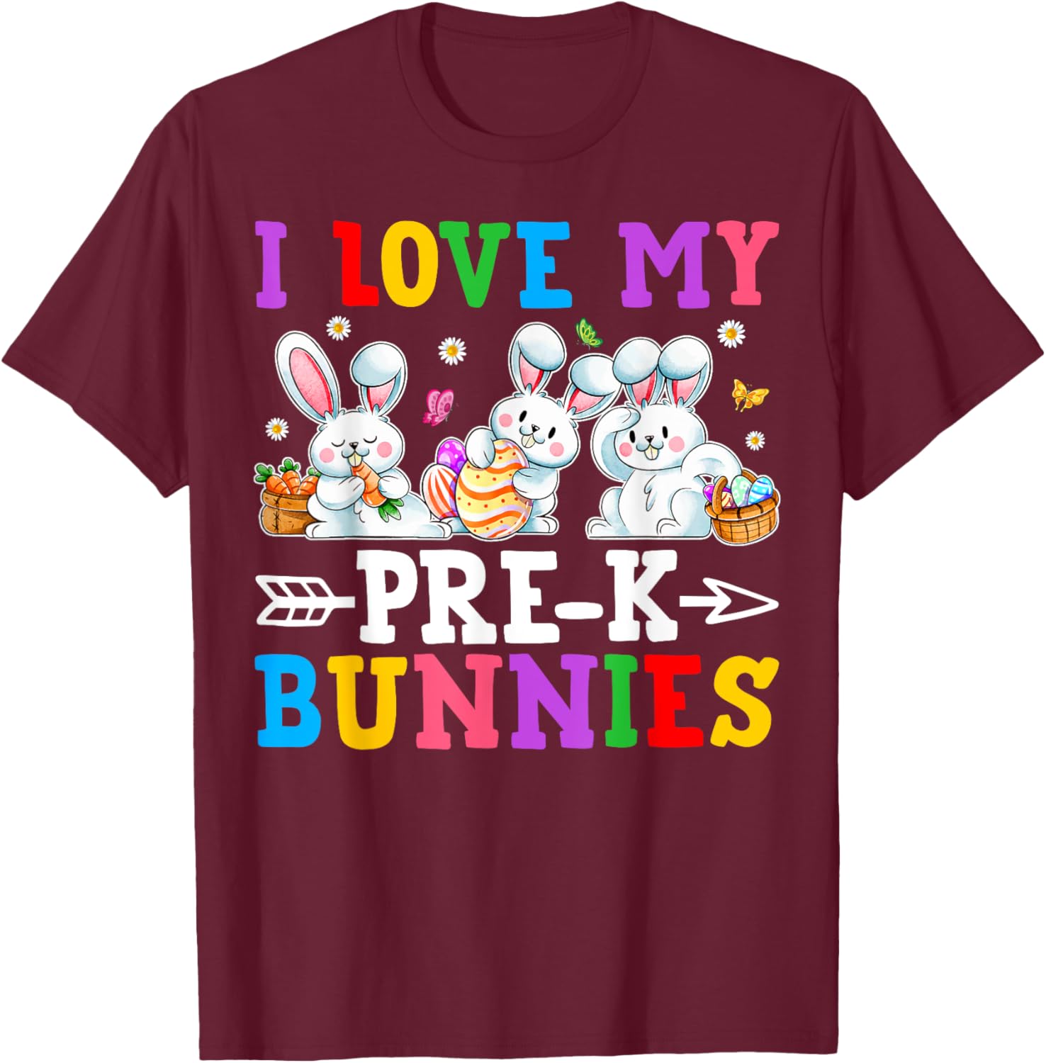 Funny I Love My Pre-K Bunnies T-Shirt for Preschool Teachers Easter Fun - 12