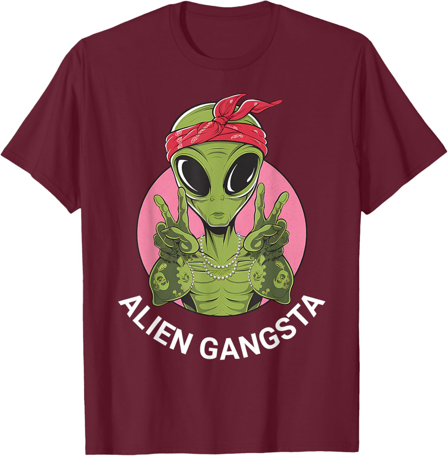 Funny Alien Gangsta T-Shirt for UFO Lovers - Men, Women, Kids Apparel - 13
